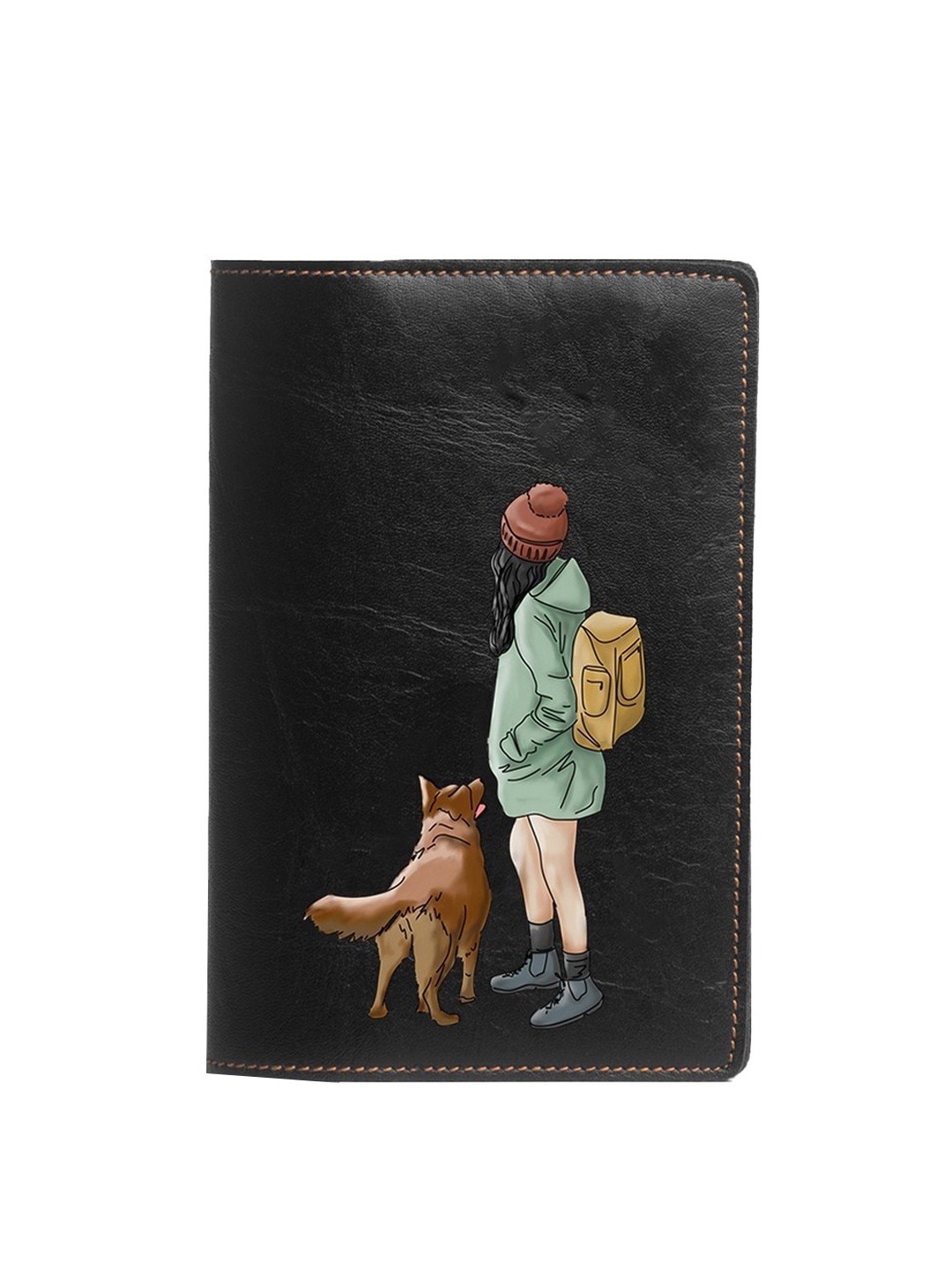 

THE MESSY CORNER Printed Leather Passport Cover, Black
