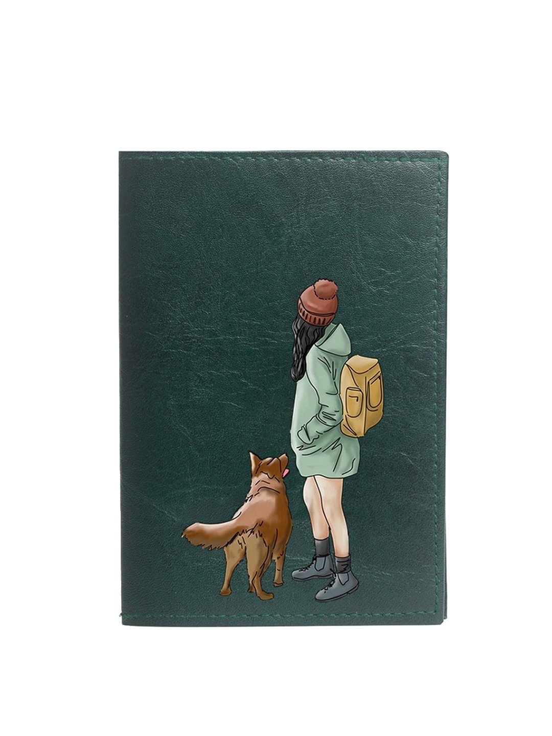

THE MESSY CORNER Printed Leather Passport Cover, Green