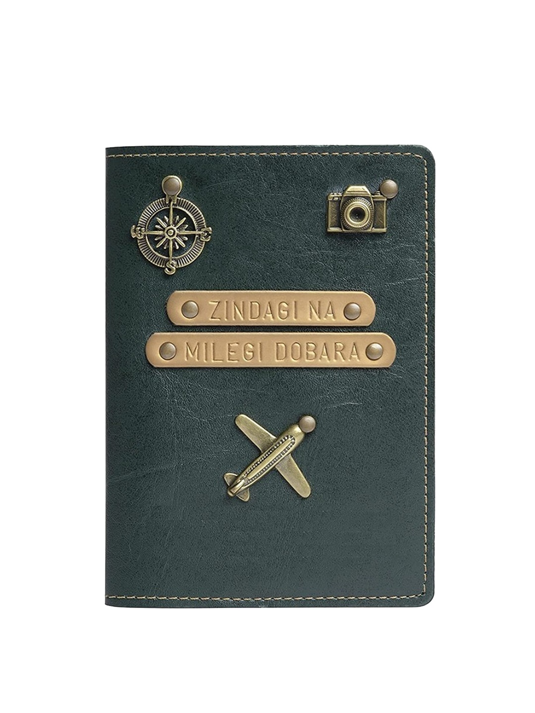 

THE MESSY CORNER Textured Vegan Leather Passport Cover, Green