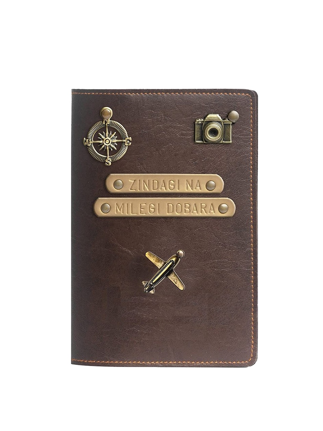 

THE MESSY CORNER Textured Vegan Leather Passport Cover, Brown