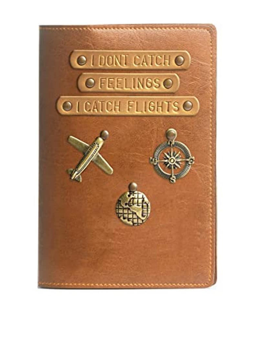 

THE MESSY CORNER Embellished Passport Holder, Tan