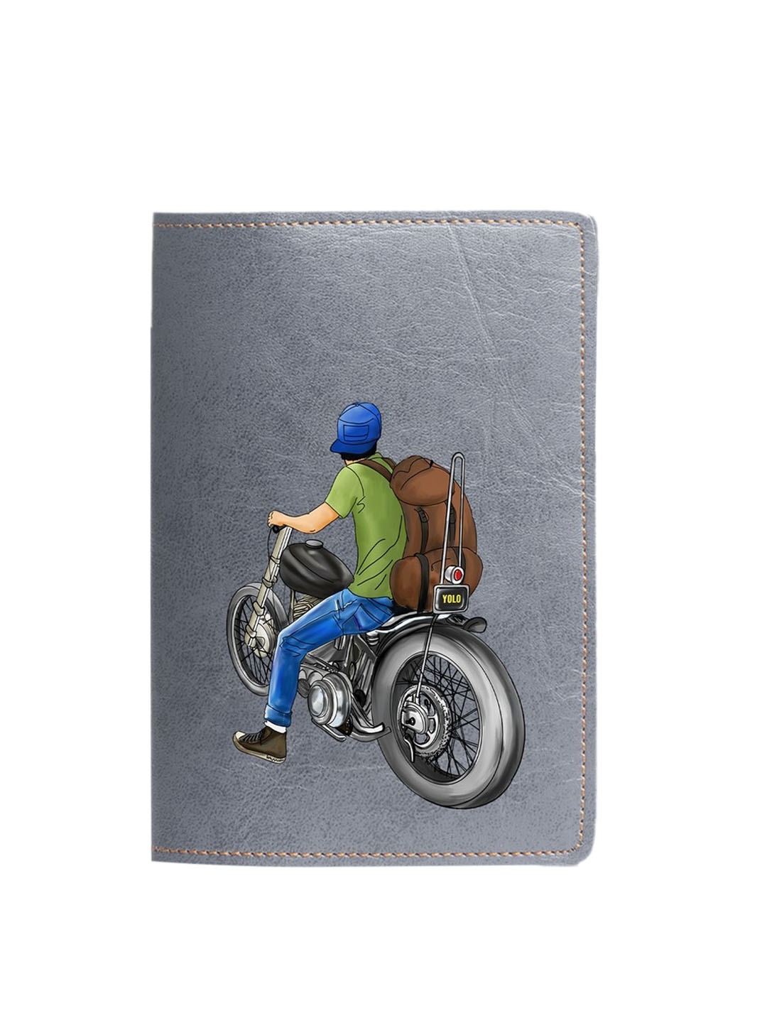 

THE MESSY CORNER Printed Leather Passport Cover, Grey
