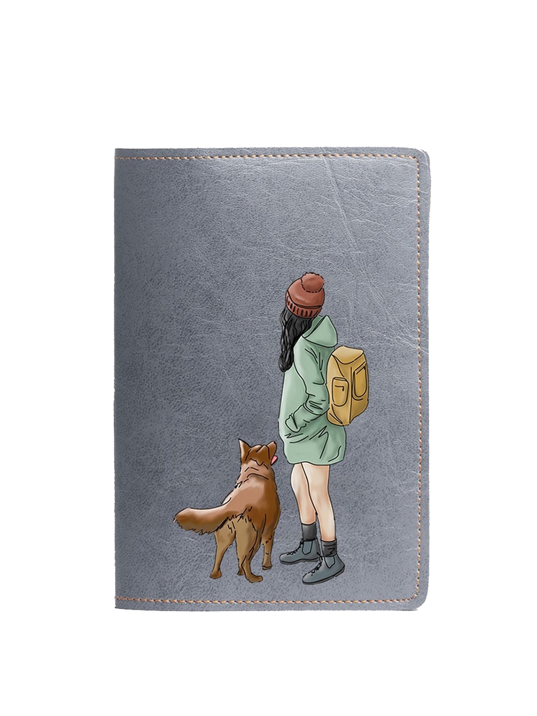 

THE MESSY CORNER Women Printed Vegan Leather Passport Cover, Grey