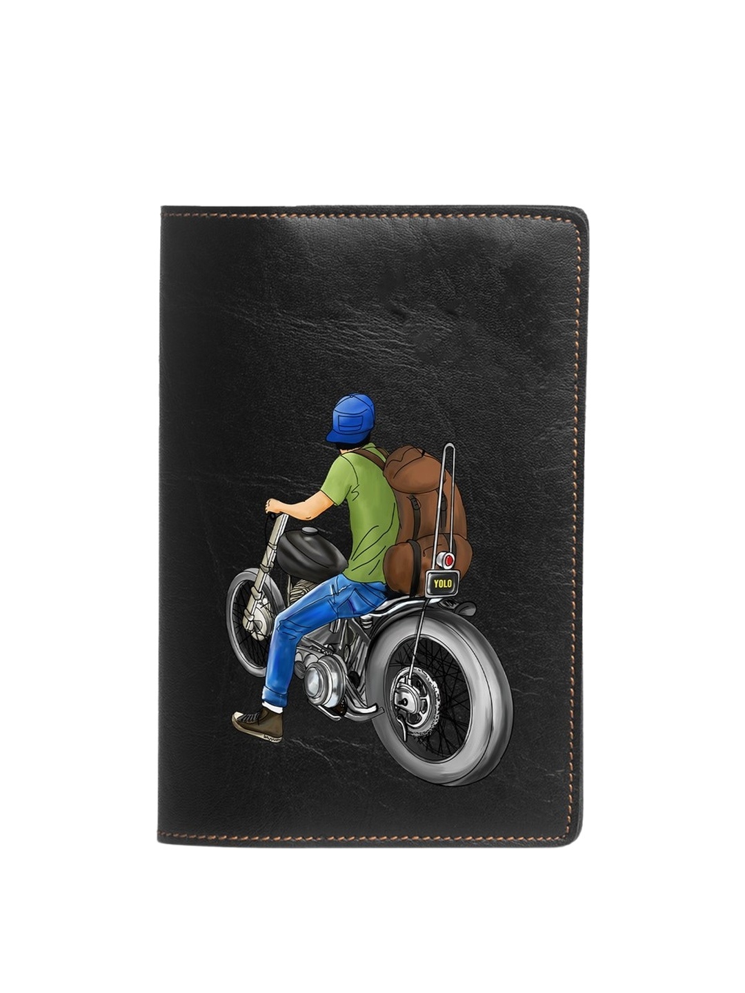 

THE MESSY CORNER Printed Leather Passport Cover, Black