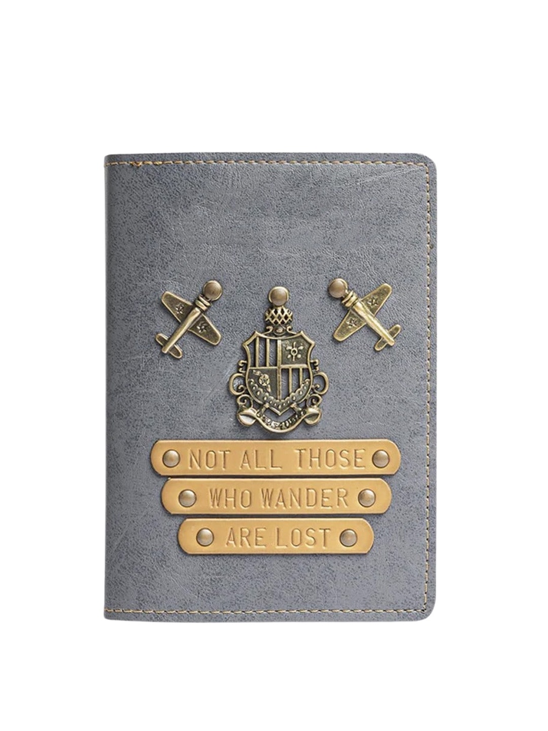 

THE MESSY CORNER Textured Vegan Leather Passport Cover, Grey