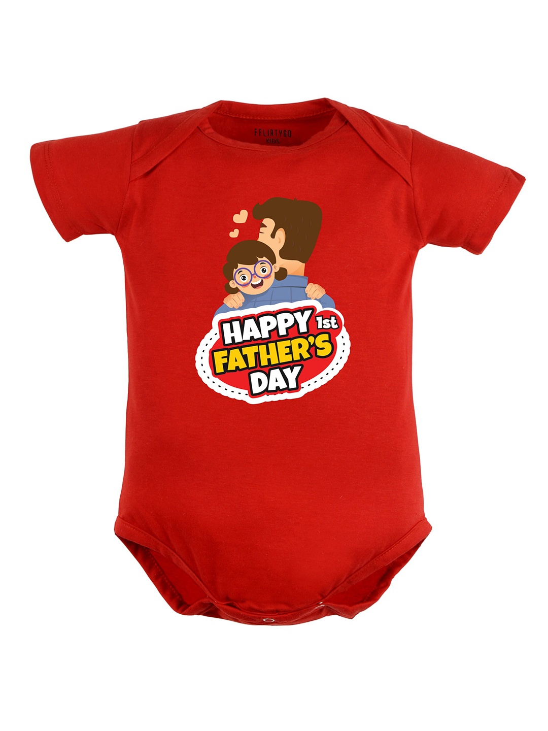 

FflirtyGo Infant Kids Typography Printed Pure Cotton Bodysuit, Red