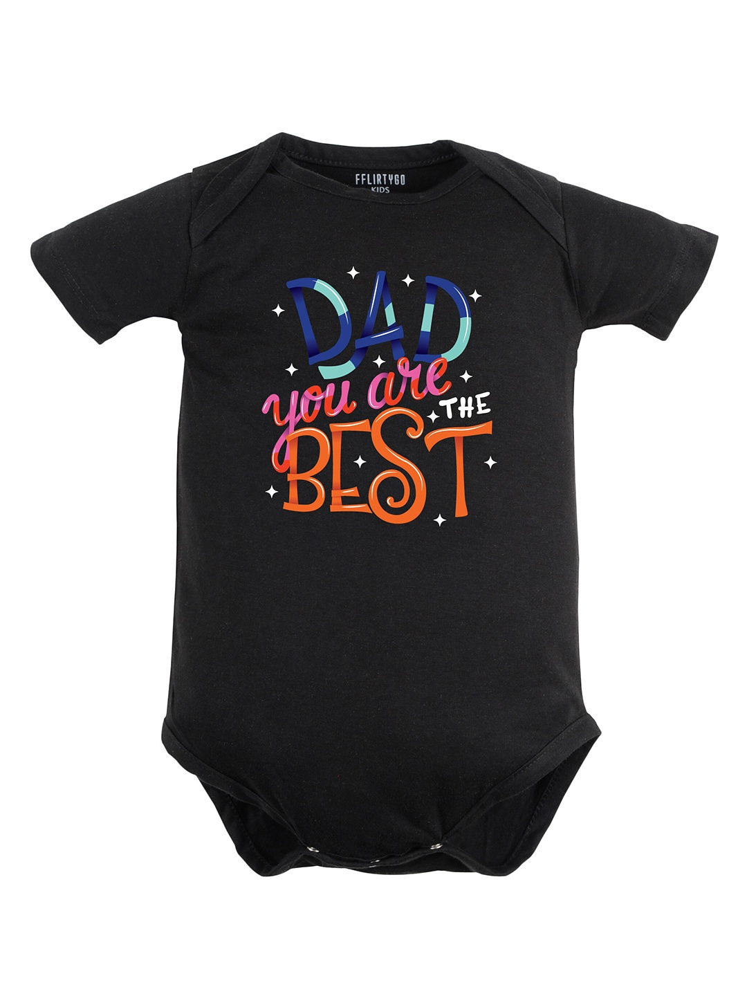 

FFLIRTYGO Infants Typography Printed Pure Cotton Bodysuit, Black