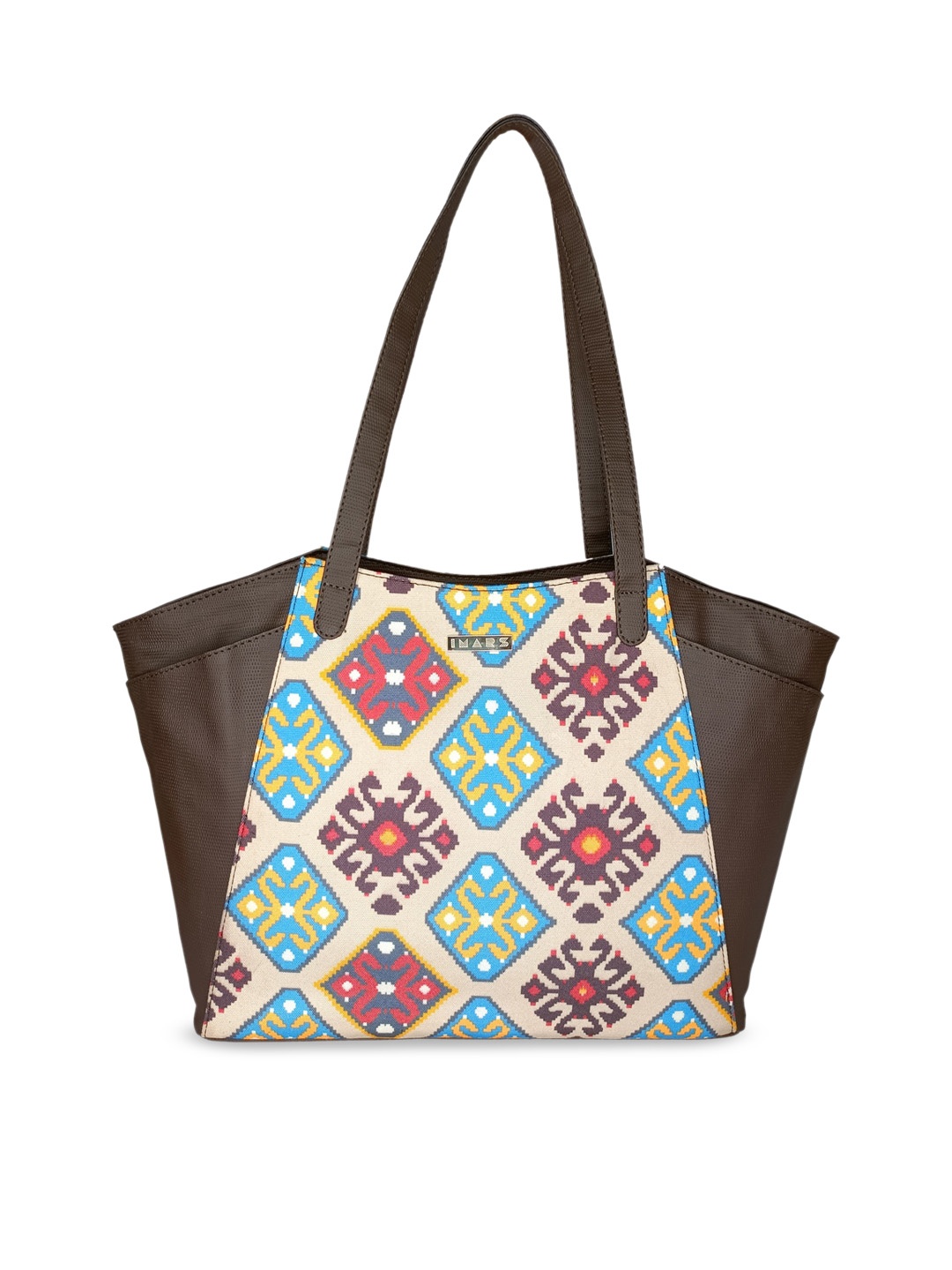 

IMARS Ethnic Motifs Printed Structured Tote Bag, Cream