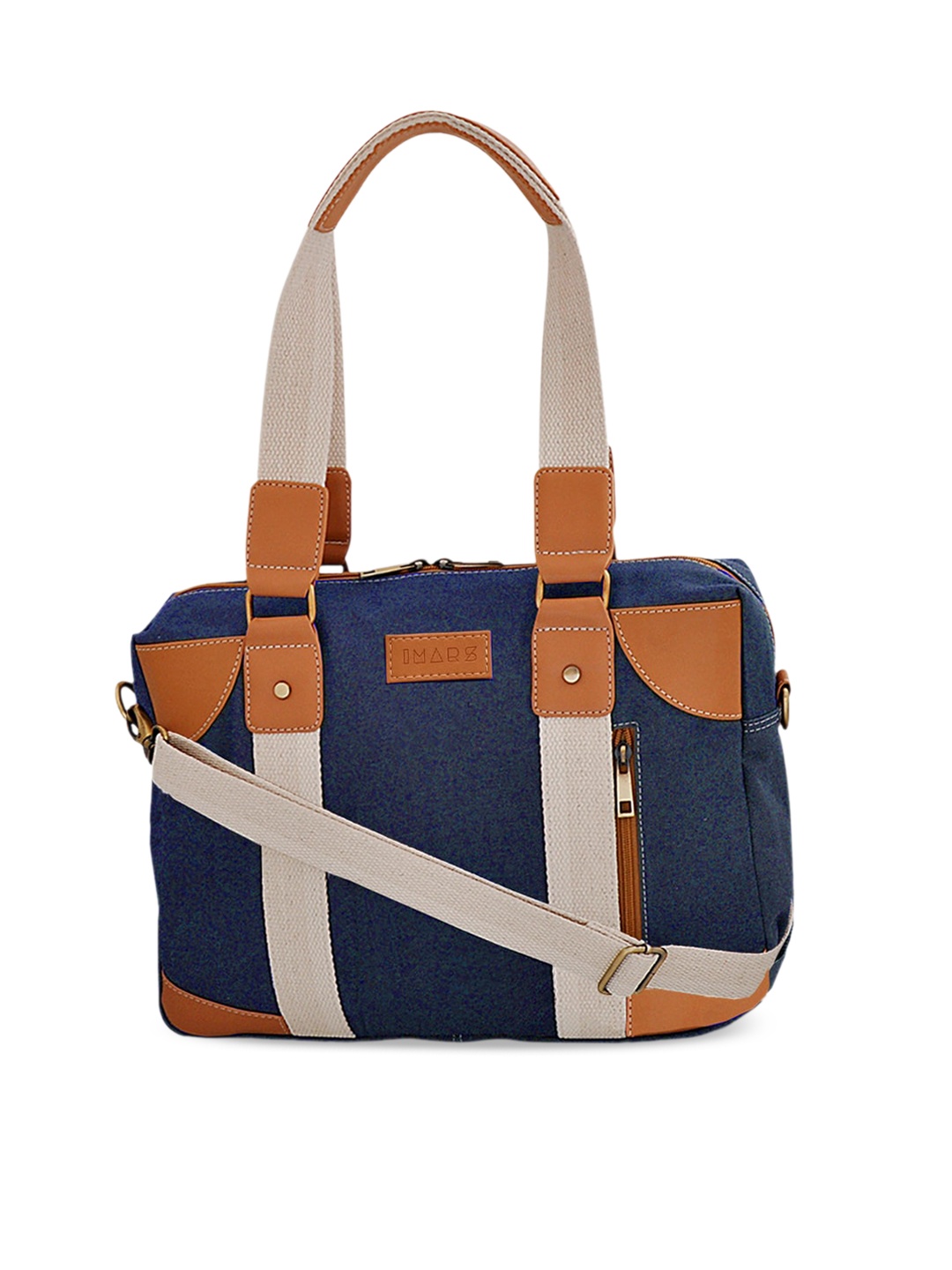 IMARS Colourblocked Structured Shoulder Bag, Navy blue