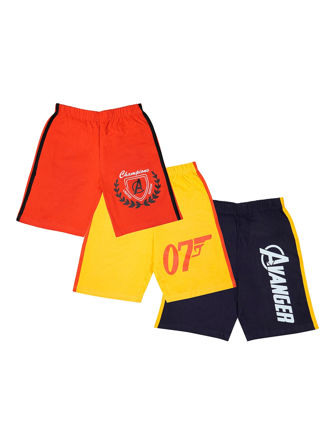 

FASLA Boys Pack Of 3 Printed Mid-Rise Cotton Shorts, Orange