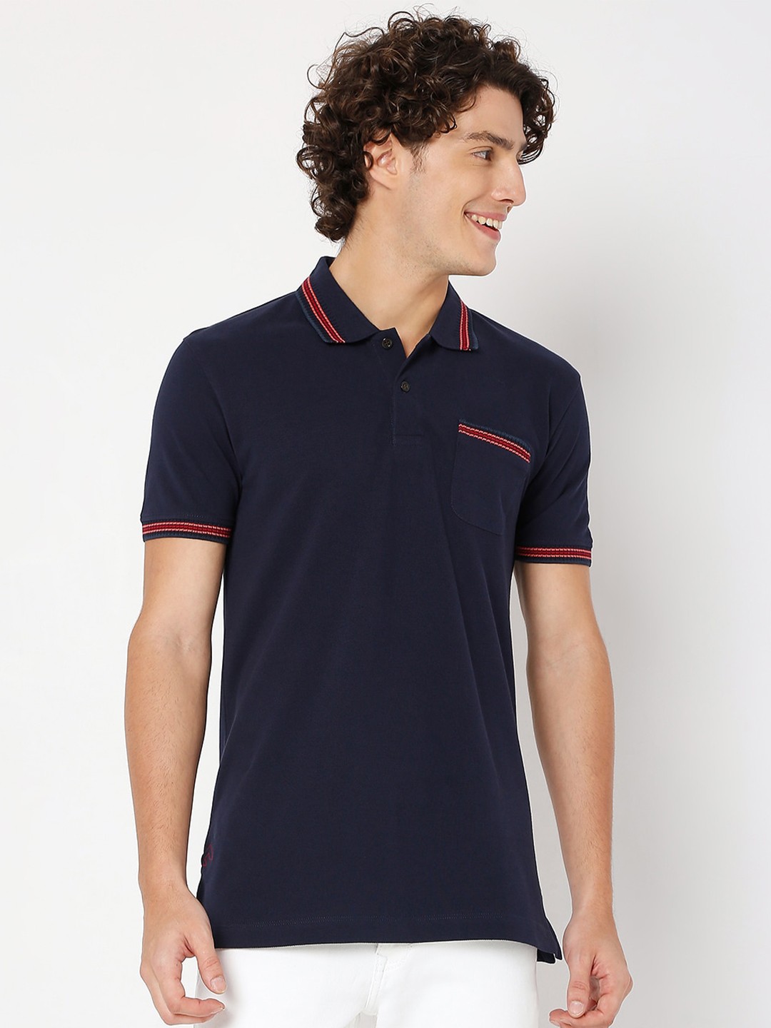 

Mufti Polo Collar Slim Fit Pure Cotton T-Shirt, Navy blue