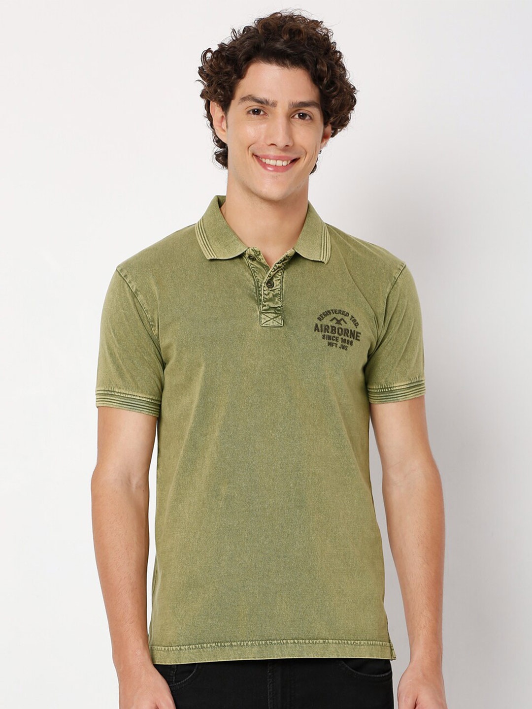 

Mufti Polo Collar Cotton T-shirt, Olive