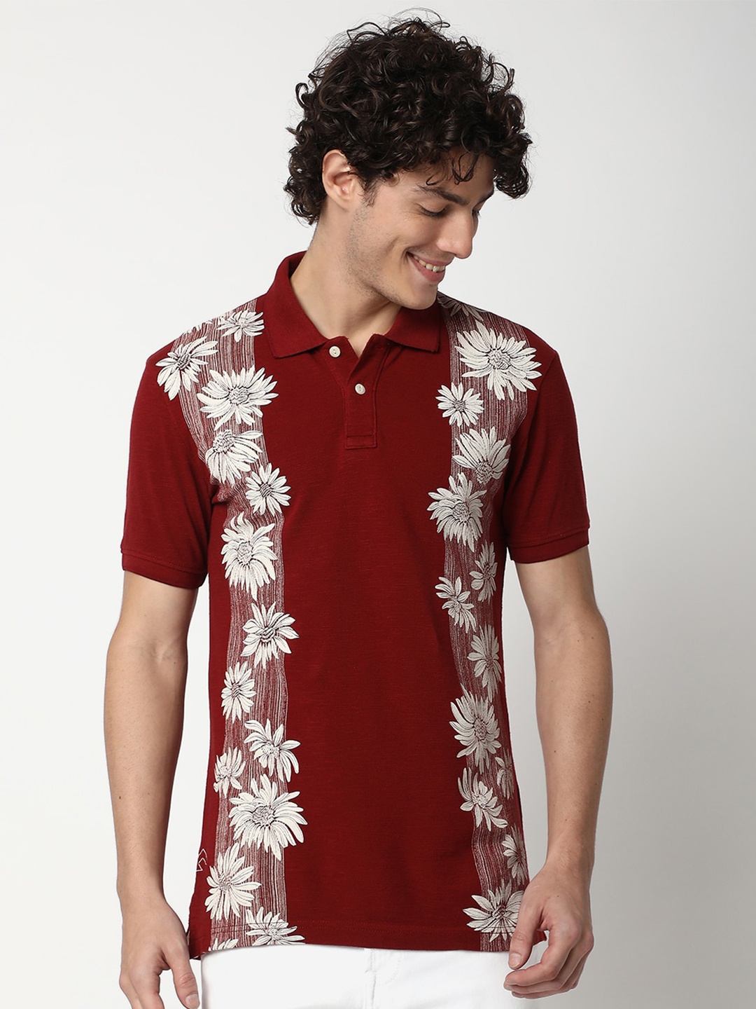 

Mufti Floral Printed Cotton T-shirt, Rust