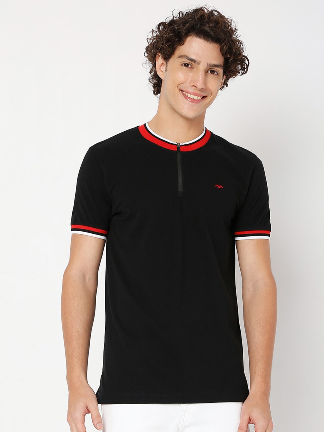 

Mufti Henley Neck Pure Cotton Slim Fit T-shirt, Black