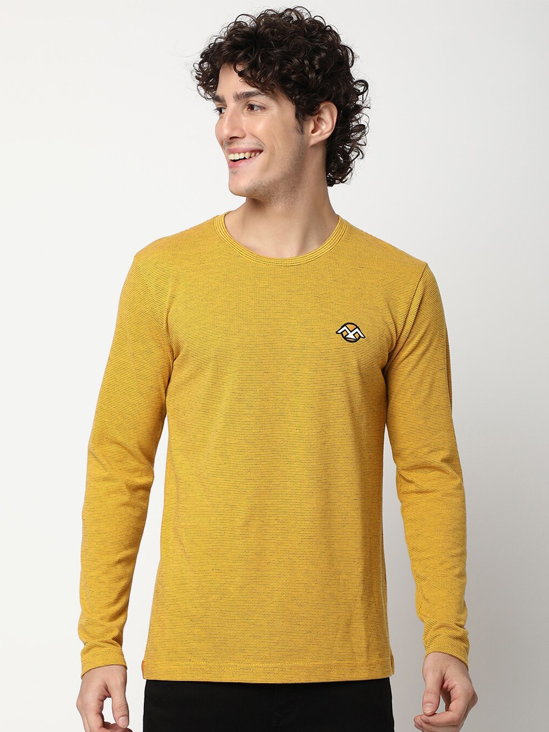 

Mufti Round Neck Slim Fit T-shirt, Mustard