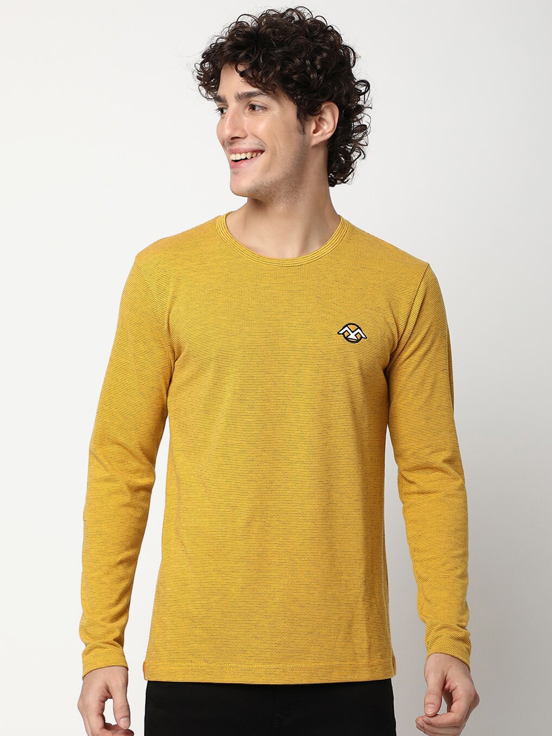 

Mufti Round Neck Cotton T-shirt, Mustard