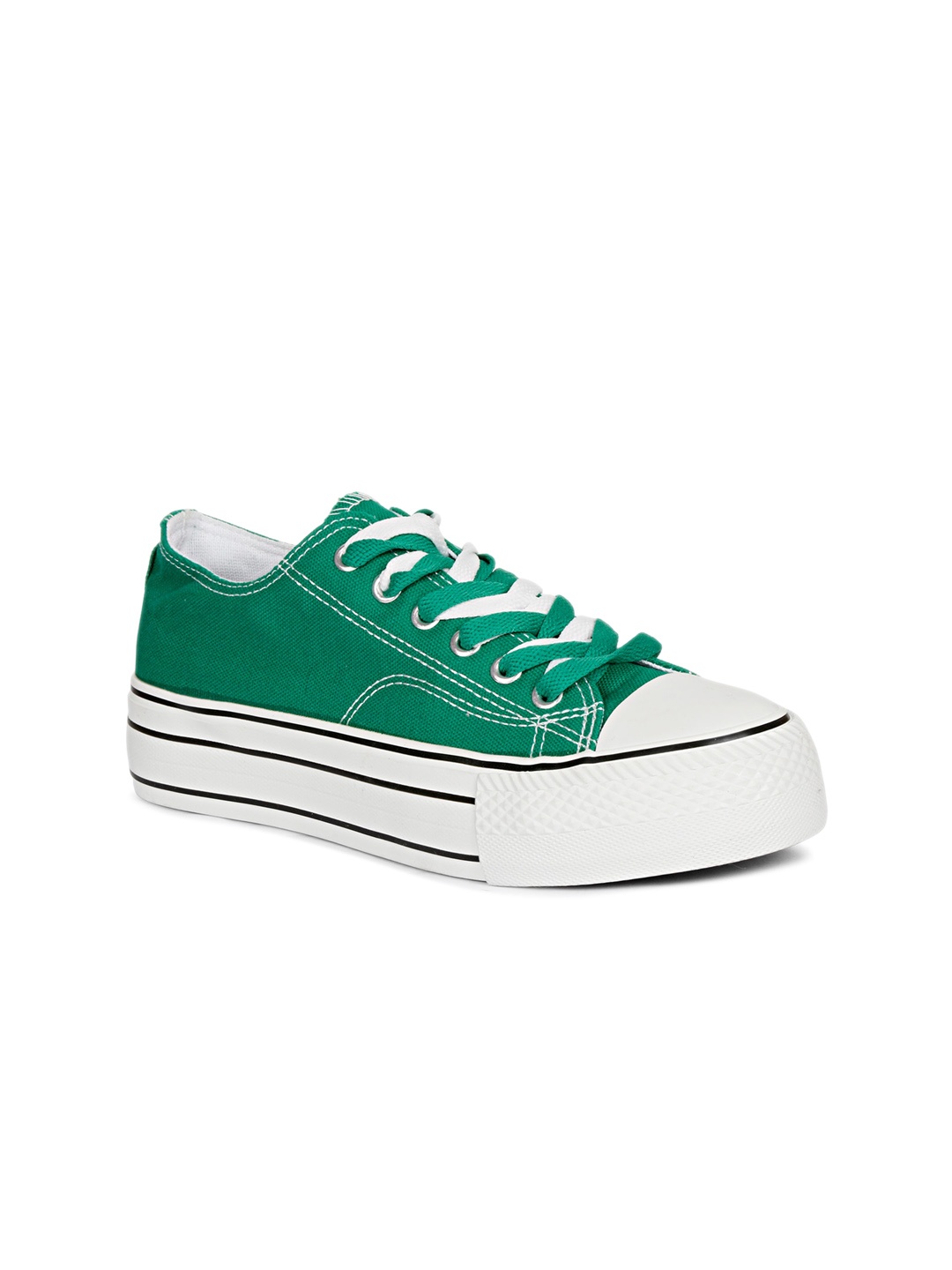 

The Roadster Lifestyle Co. Women Green And White Colourblocked Canvas Sneakers