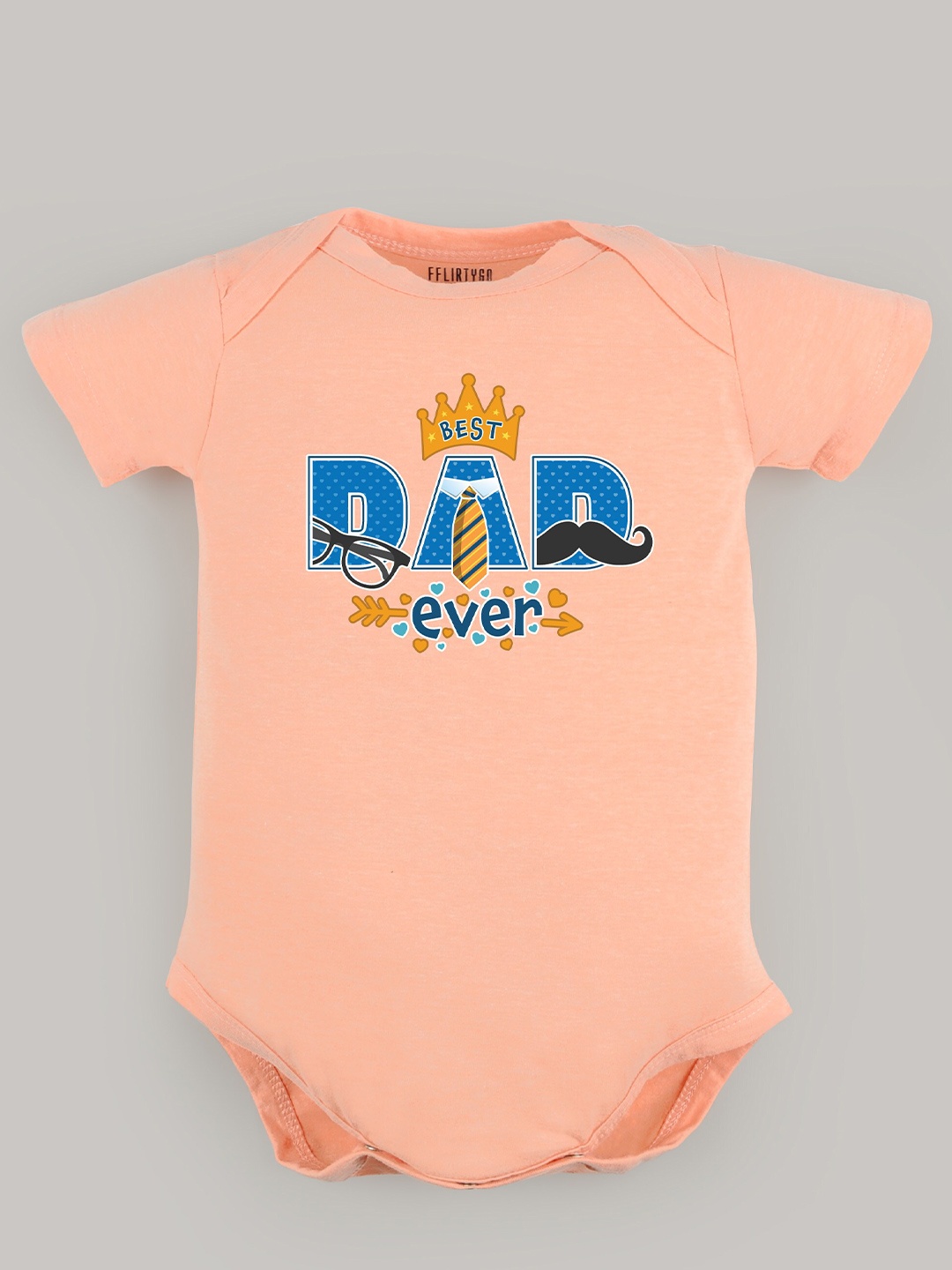 

FFLIRTYGO Infants Typography Printed Pure Cotton Bodysuit, Peach