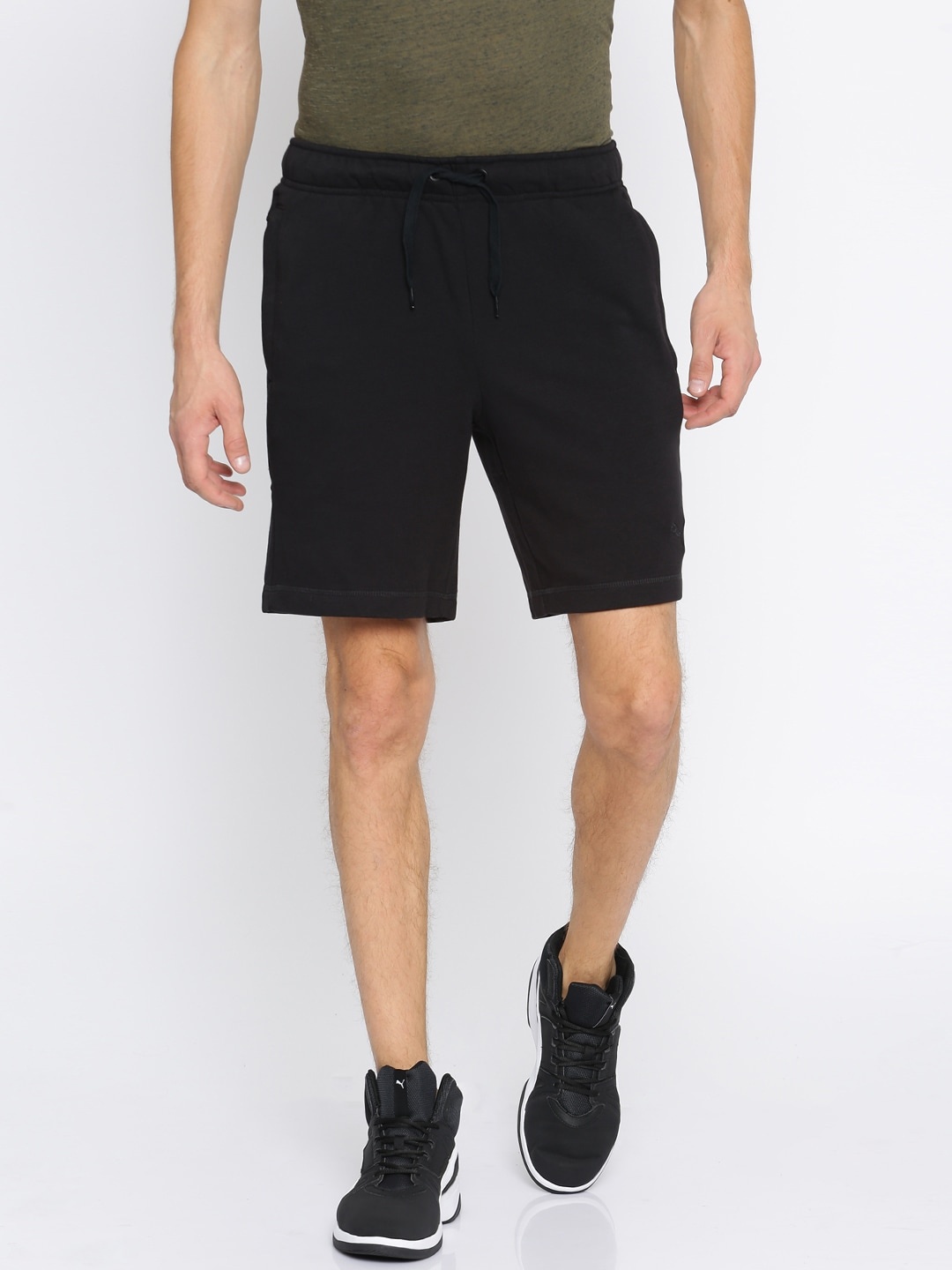 

Puma Men Black Solid Zippered Terry Slim Fit Sports Shorts