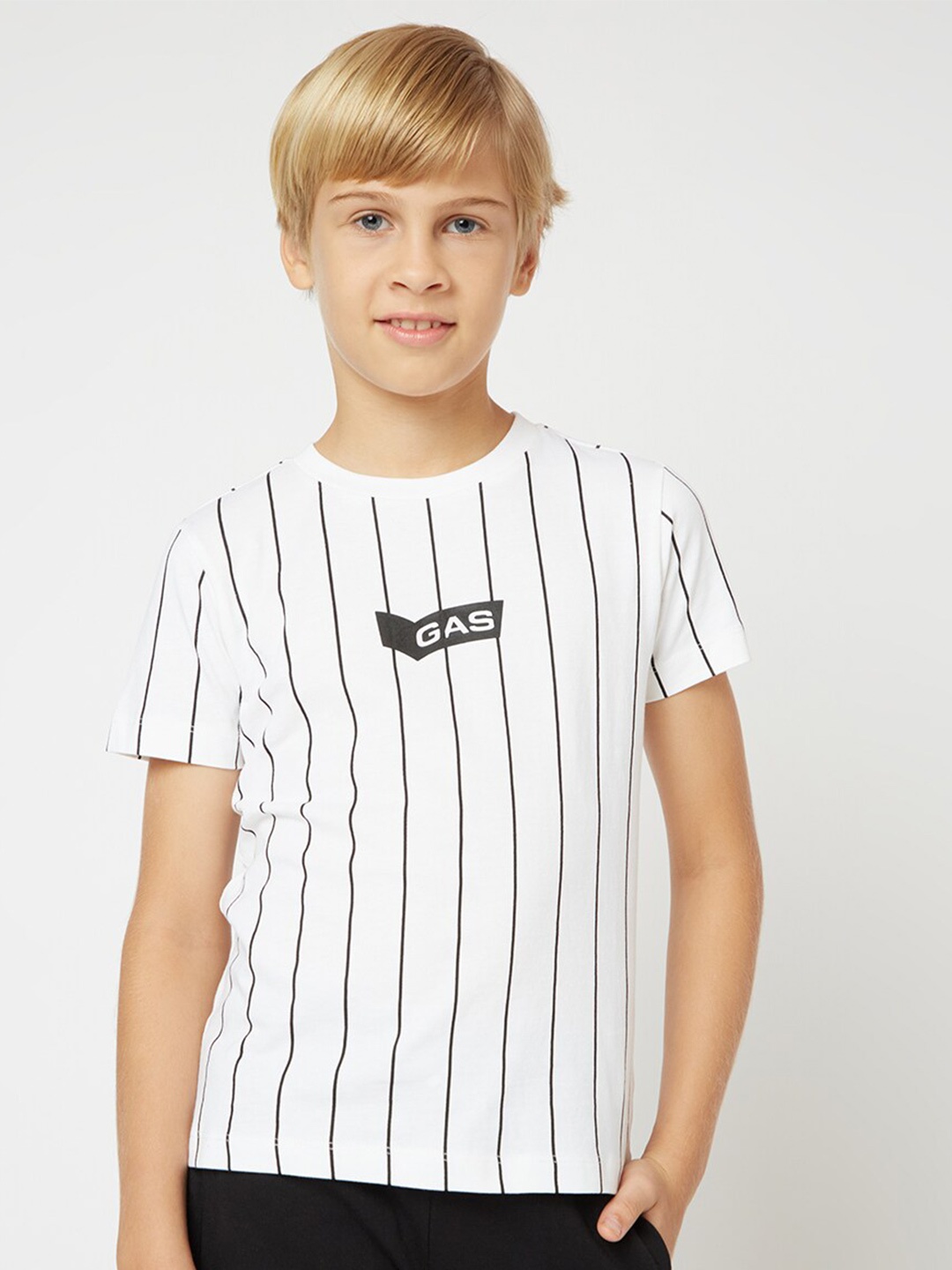 

GAS Boys Striped Cotton T-shirt, White