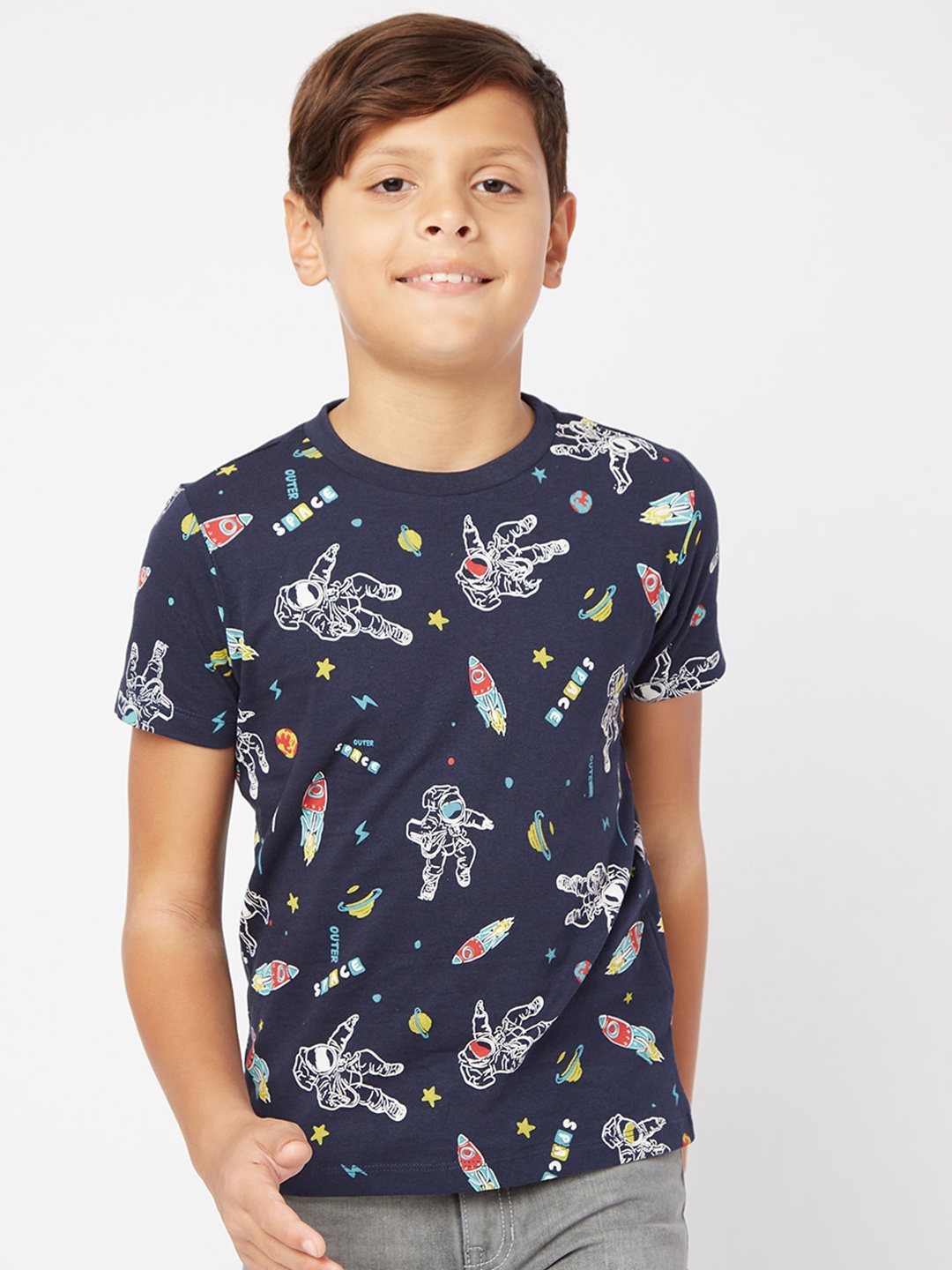 

GAS Boys Conversational Printed Cotton T-shirt, Blue
