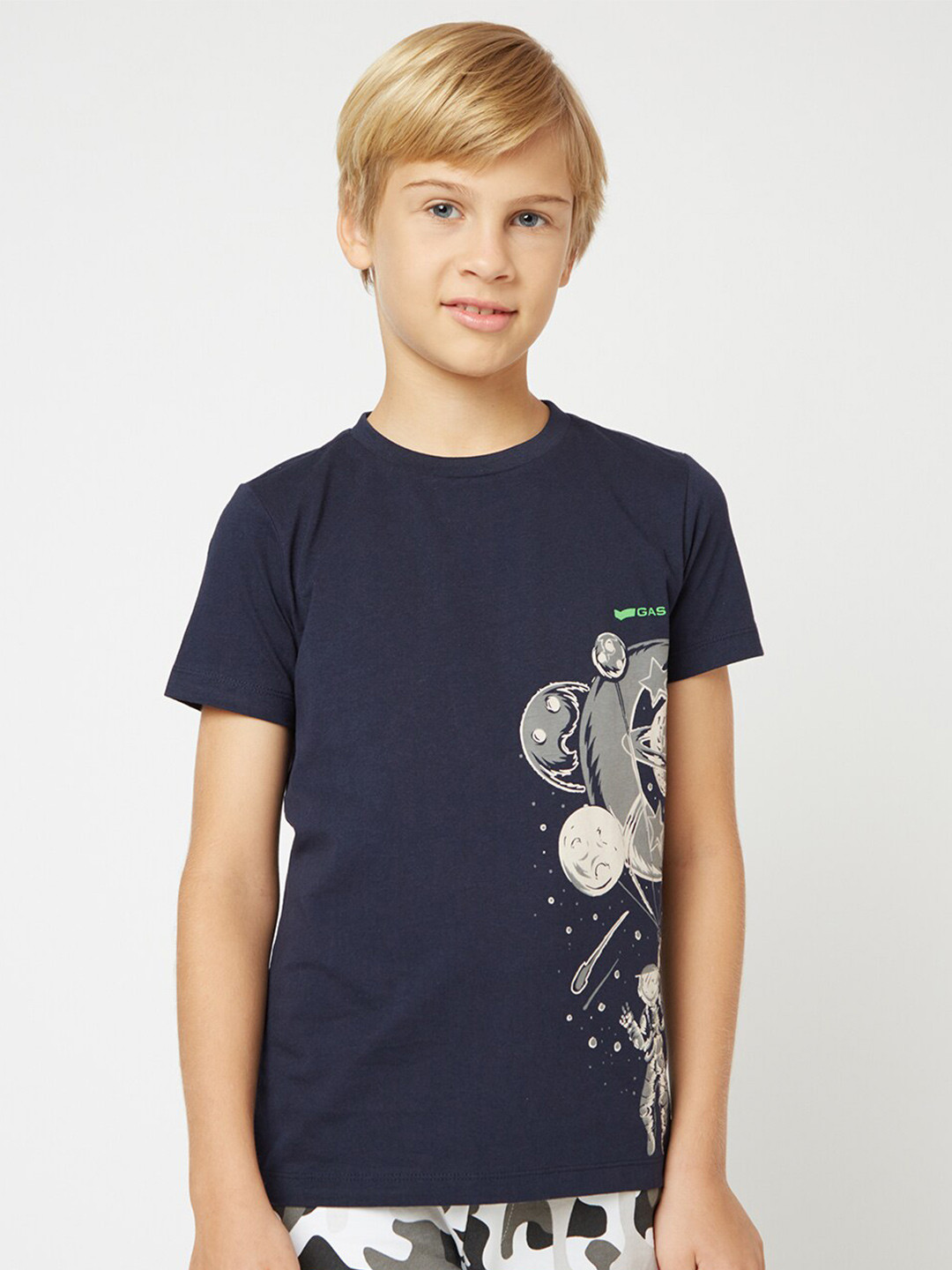 

GAS Boys Graphic Printed Cotton T-shirt, Blue