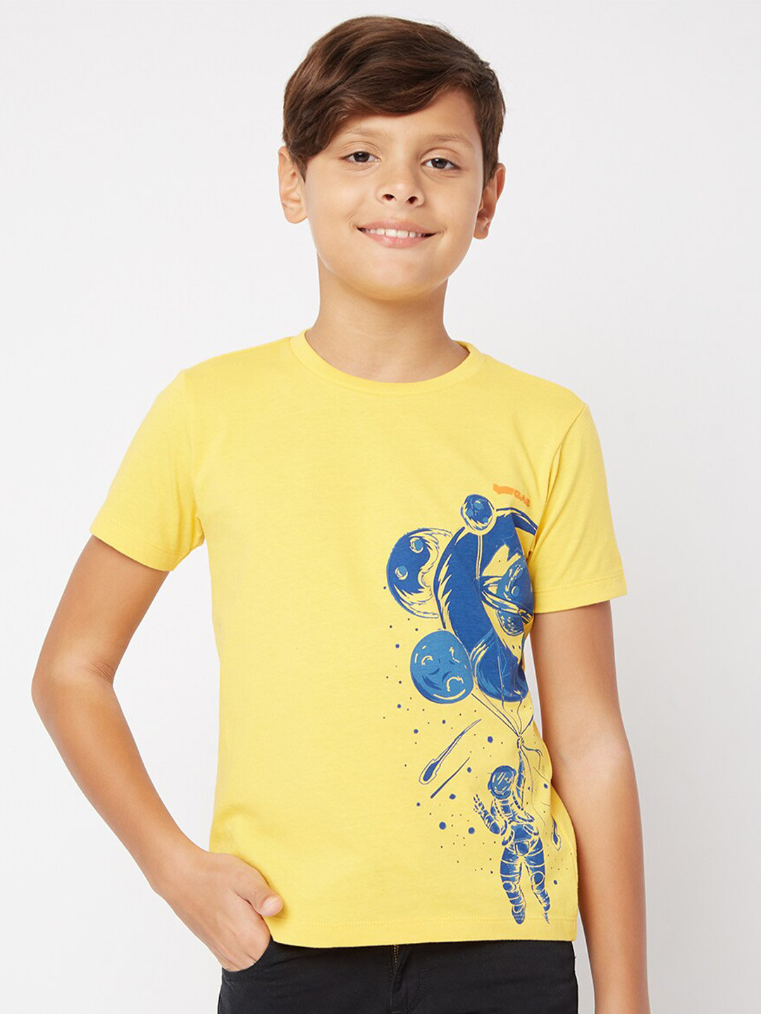 

GAS Boys Graphic Printed Cotton T-shirt, Yellow