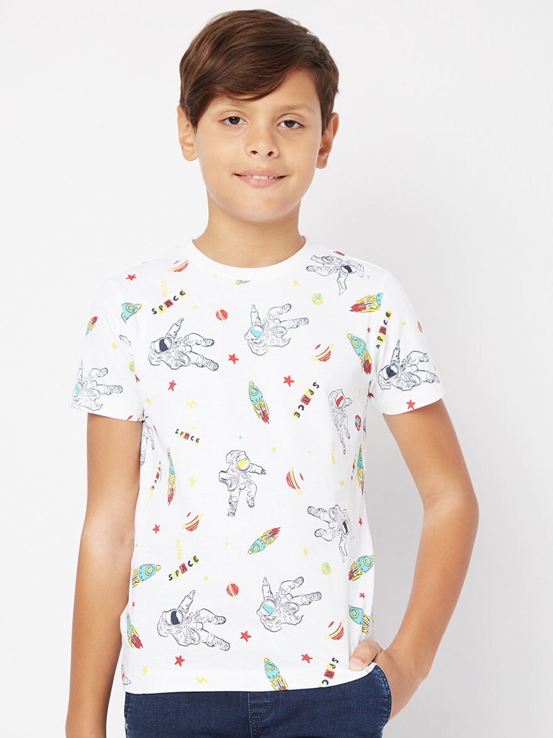 

GAS Boys Conversational Printed Cotton T-shirt, White