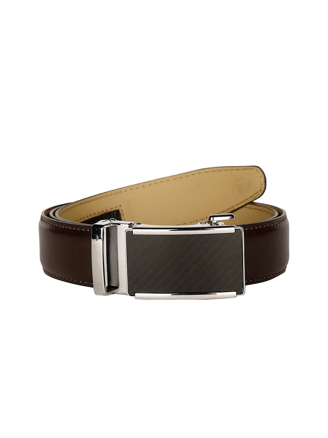 

Bata Men Slider Buckle Formal Belt, Brown