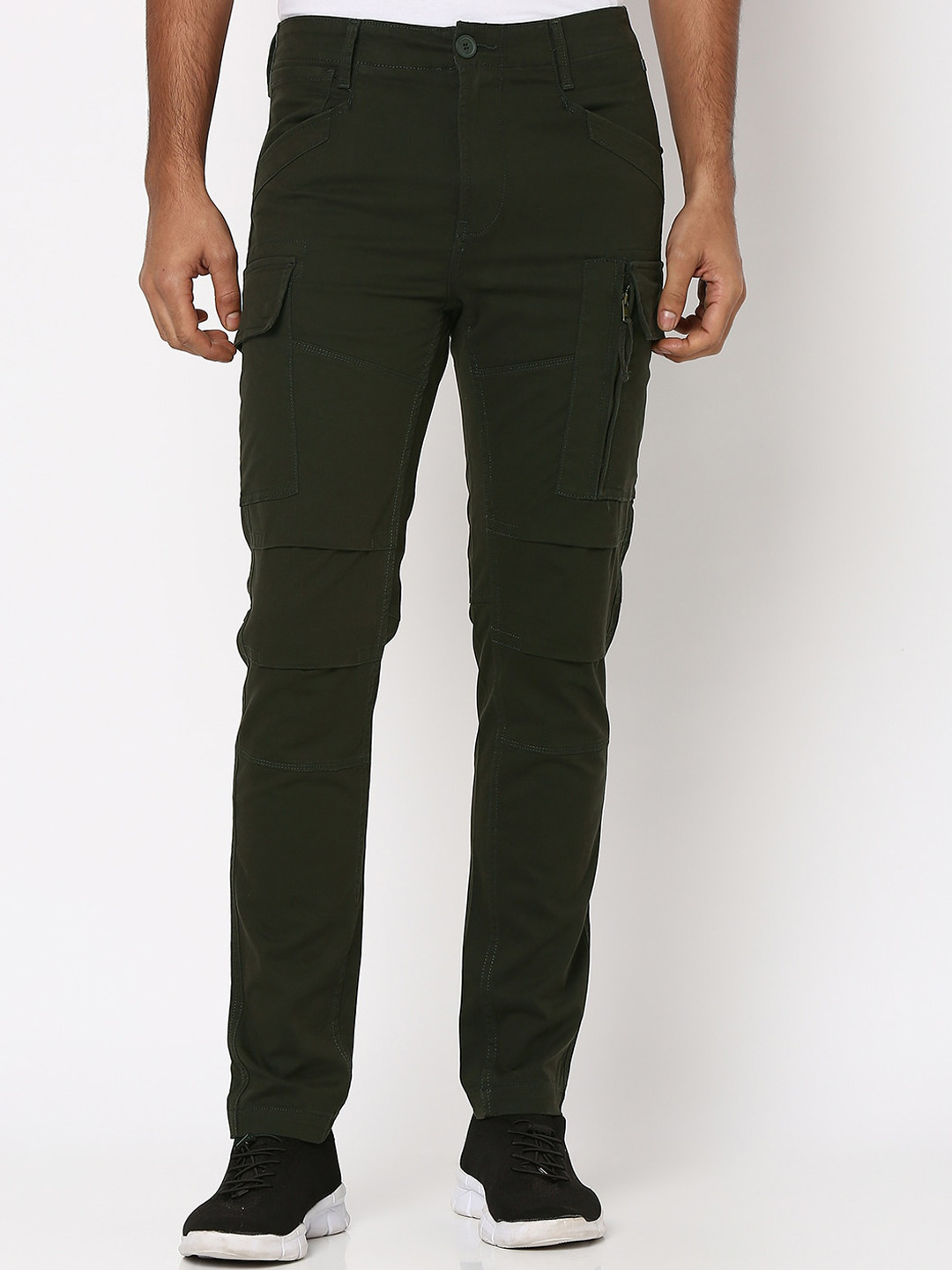 

Mufti Men Skinny Fit Cargos Trousers, Olive