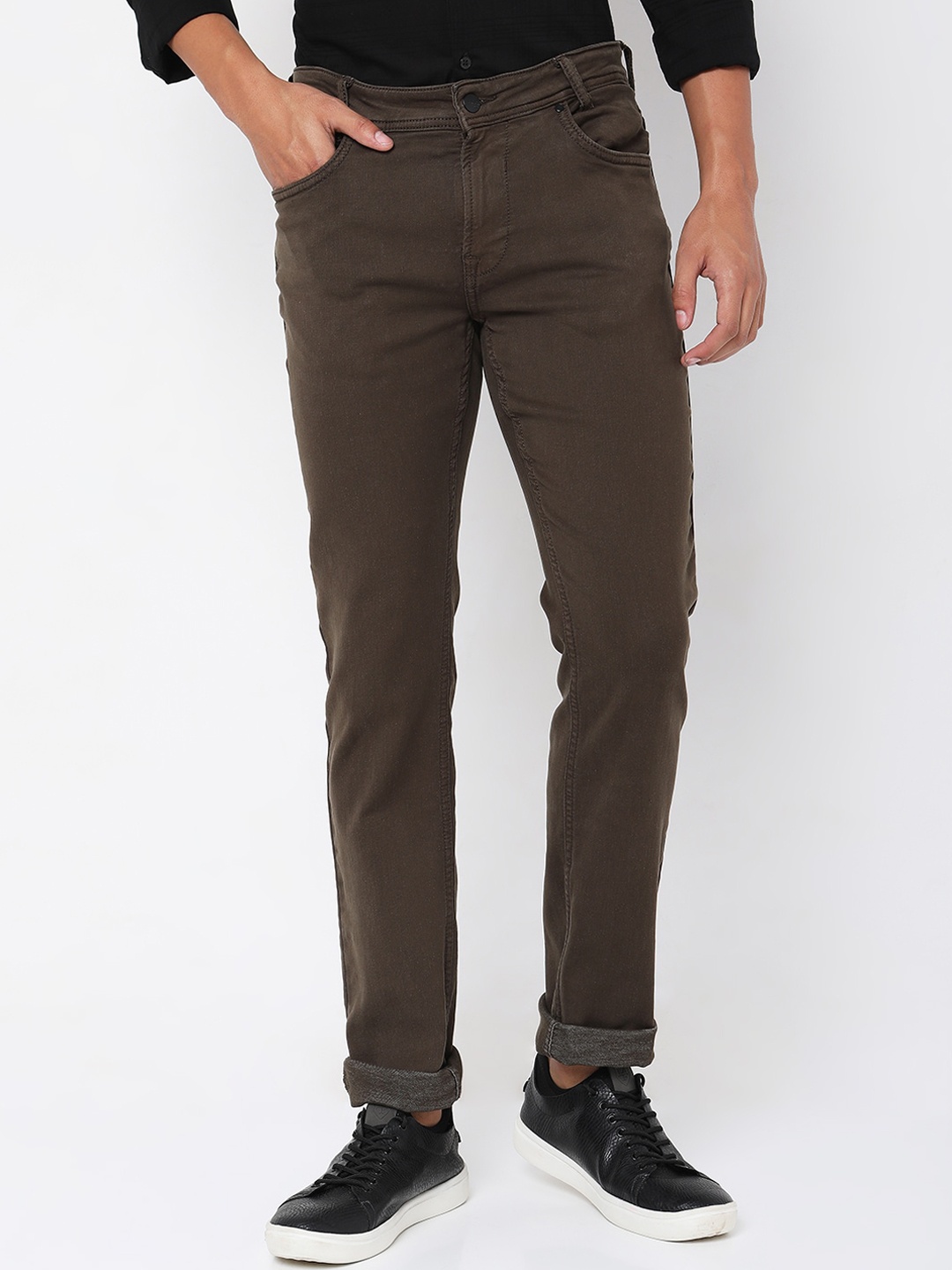 

Mufti Men Slim Fit Mid-Rise Clean Look Jeans, Olive