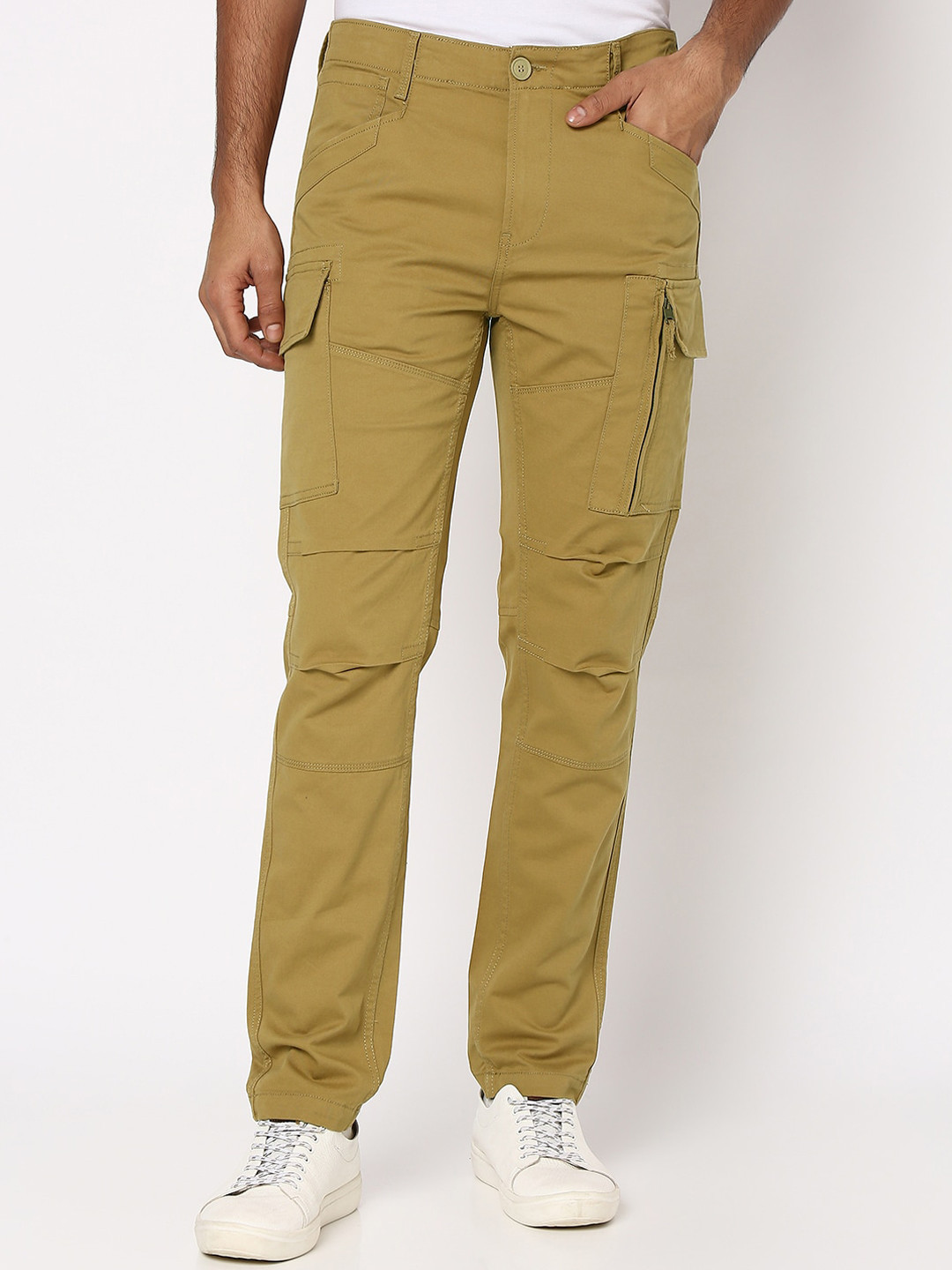 

Mufti Men Skinny Fit Cargos Trousers, Khaki