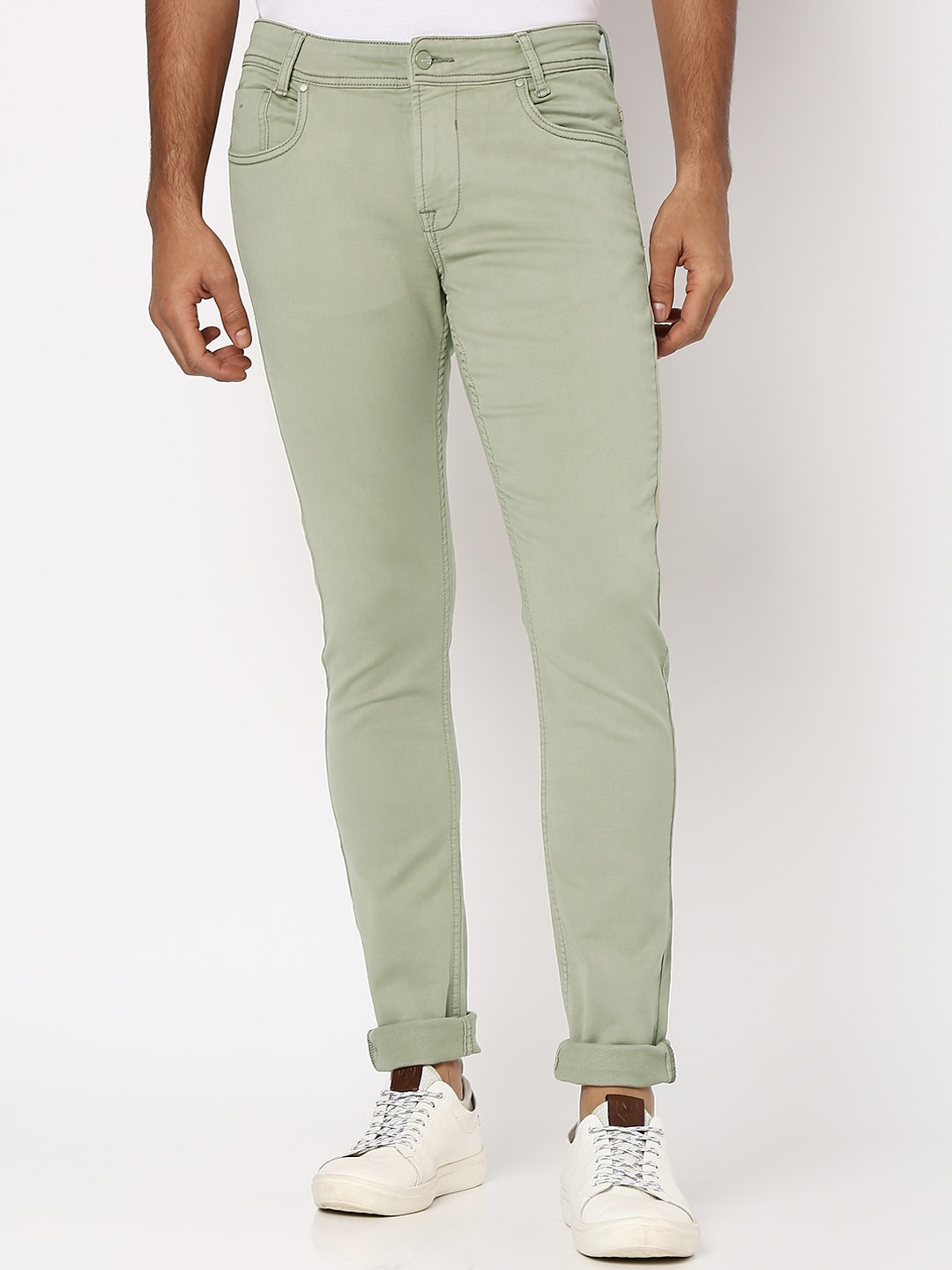

Mufti Men Skinny Fit Easy Wash Chinos, Green