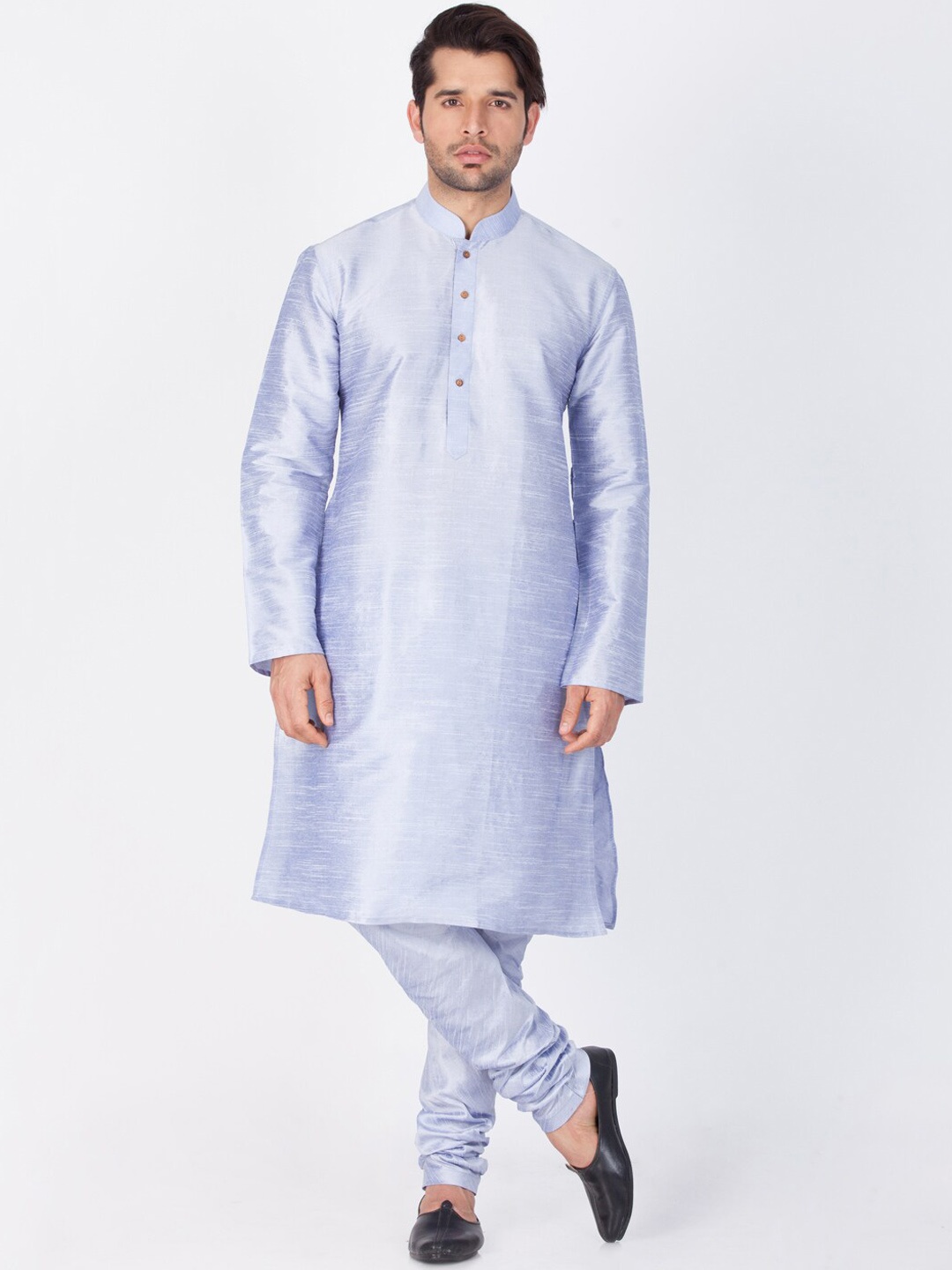 

VASTRAMAY Mandarin Collar Kurta with Churidar, Lavender