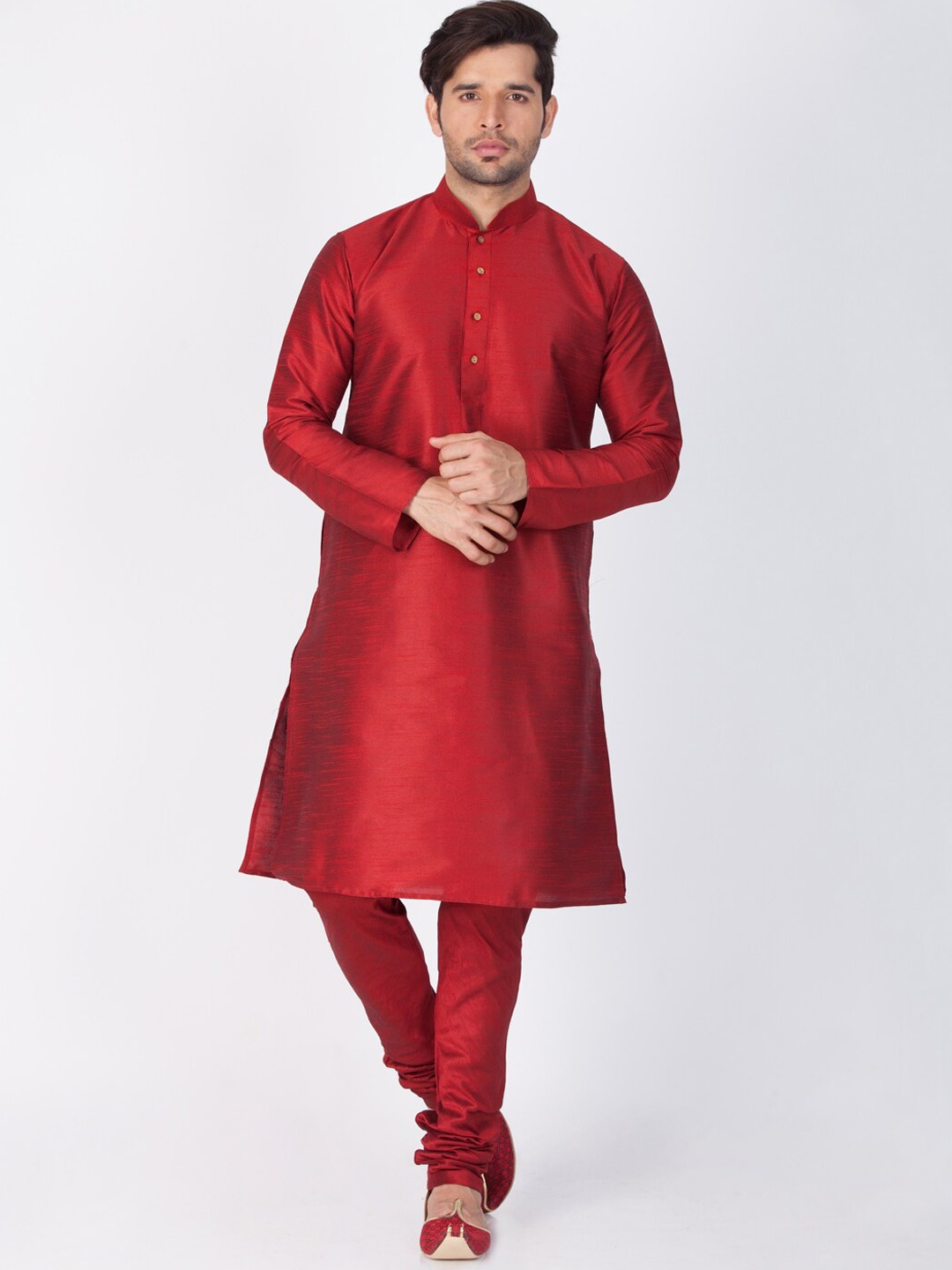 

VASTRAMAY Men Ethnic Regular Kurta With Churidar, Maroon