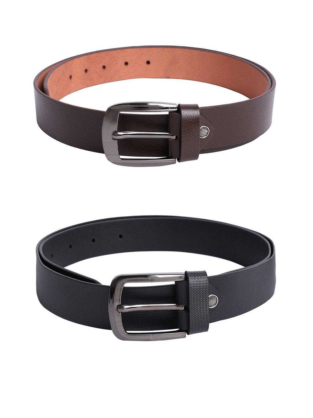 

The Mini NEEDLE Men Set Of 2 Leather Formal Belt, Black