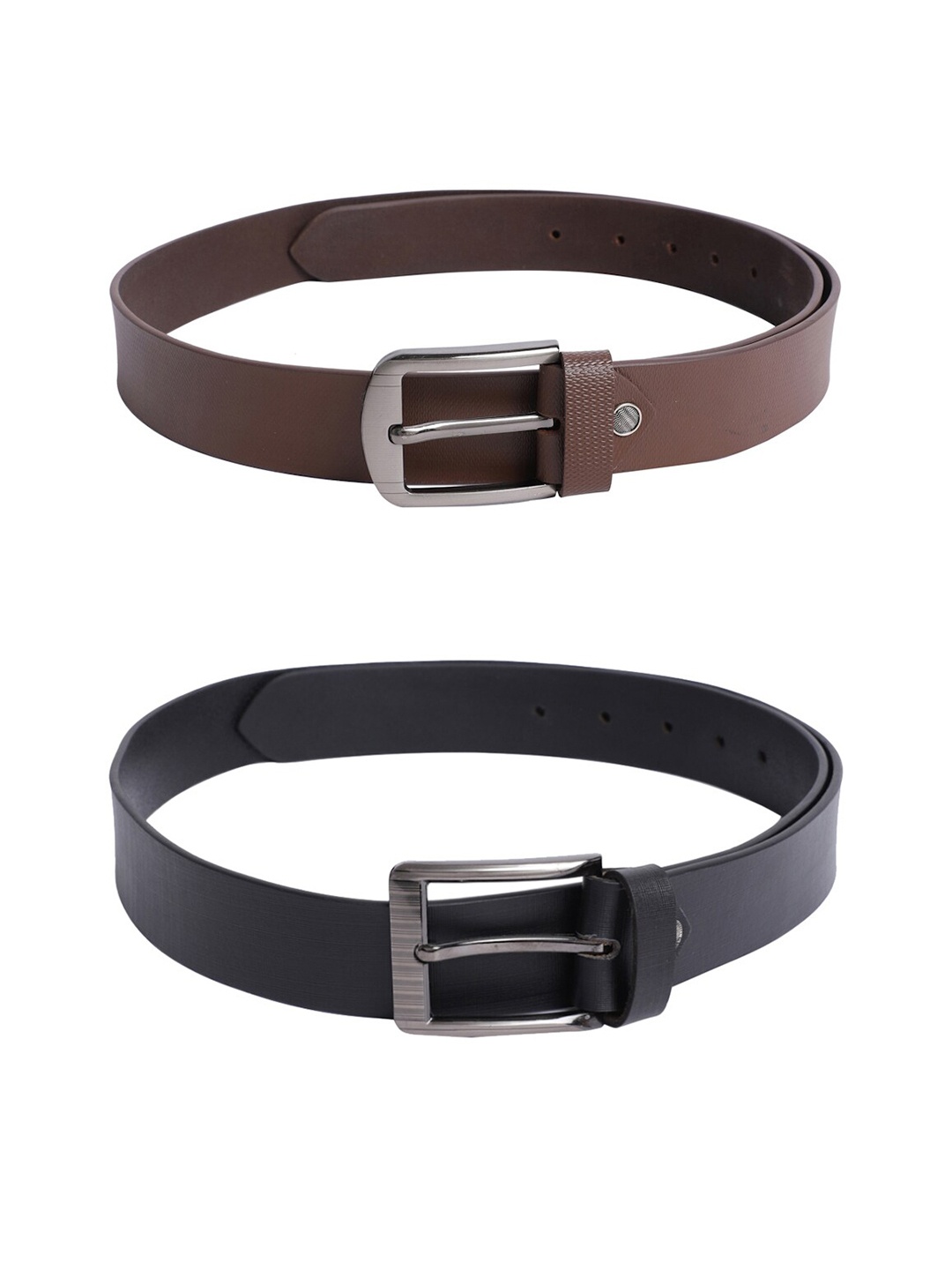 

The Mini NEEDLE Men Set Of 2 Leather Formal Belt, Black