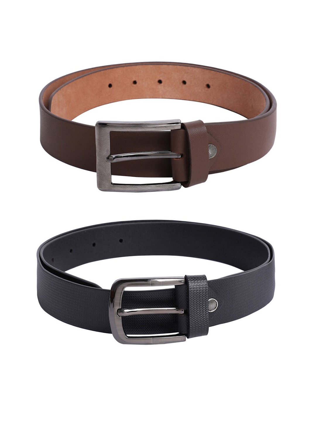 

The Mini NEEDLE Men Set Of 2 Textured Leather Formal Belt, Black