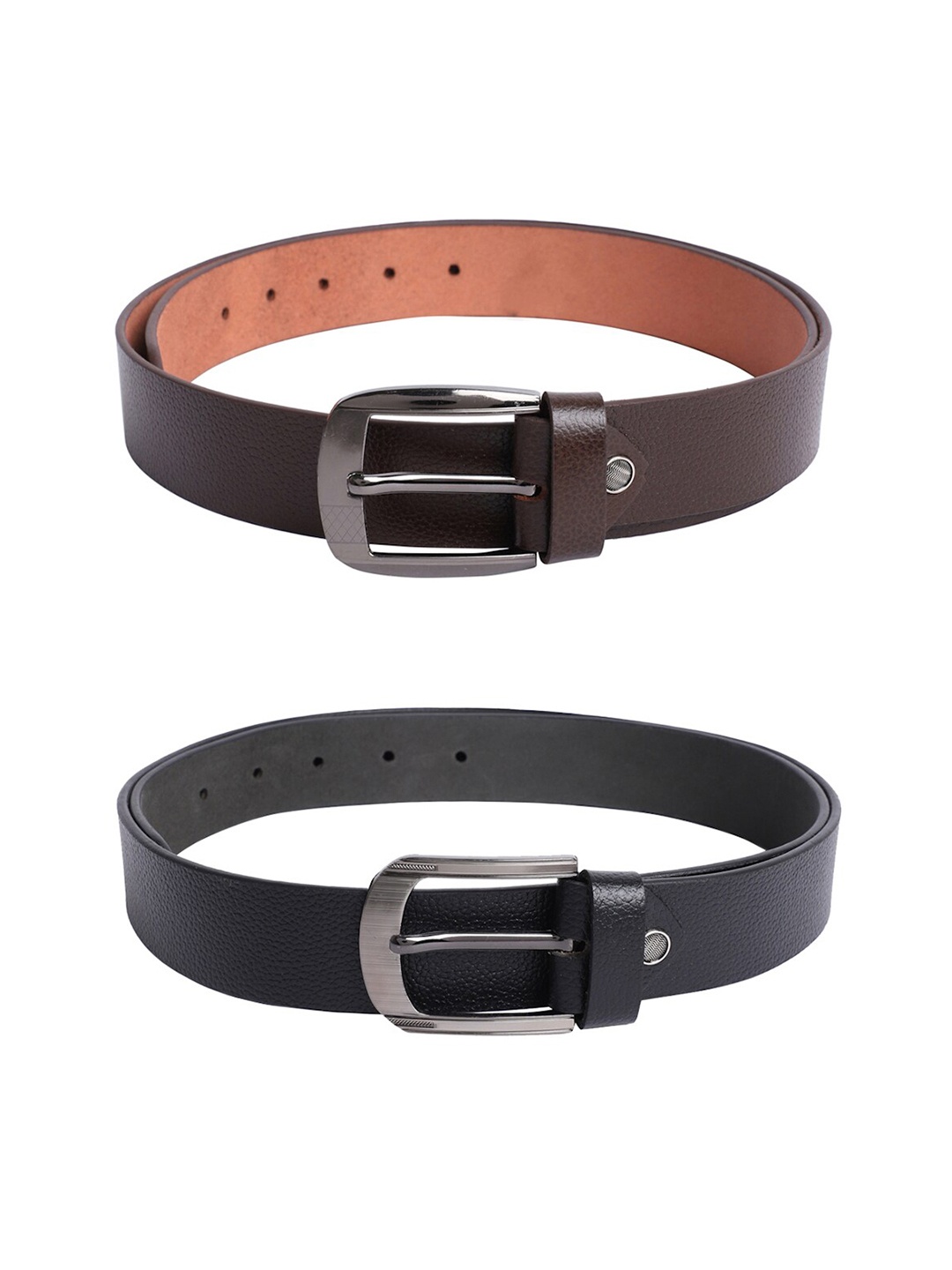 

The Mini NEEDLE Men Set Of 2 Textured Leather Formal Belt, Black