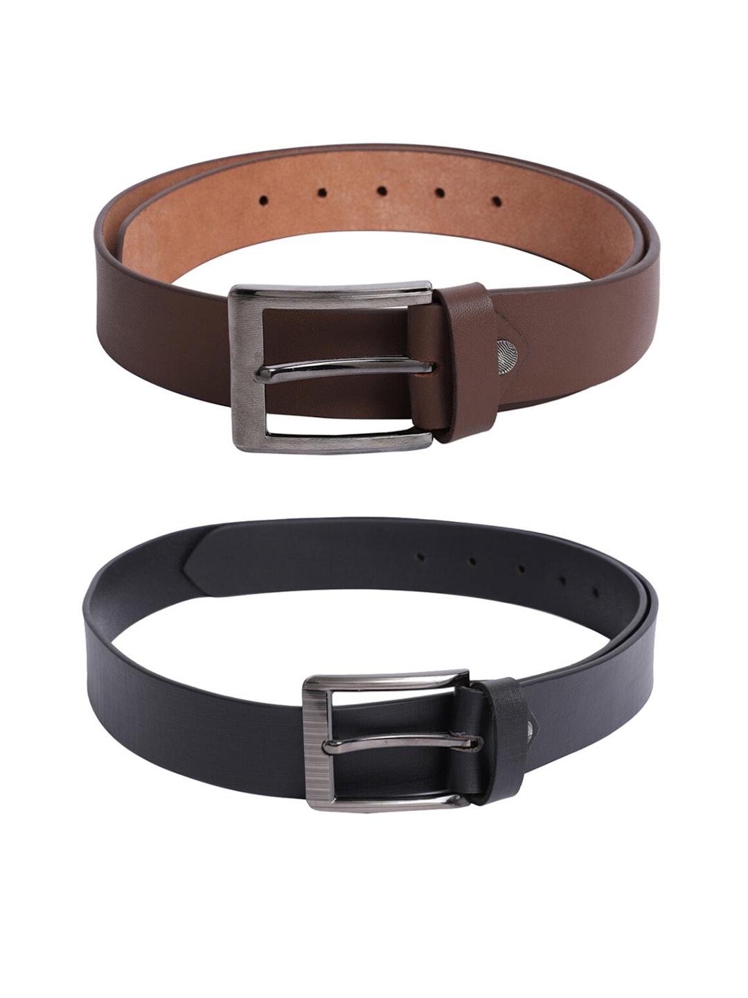 

The Mini NEEDLE Men Set Of 2 Textured Leather Formal Belt, Brown