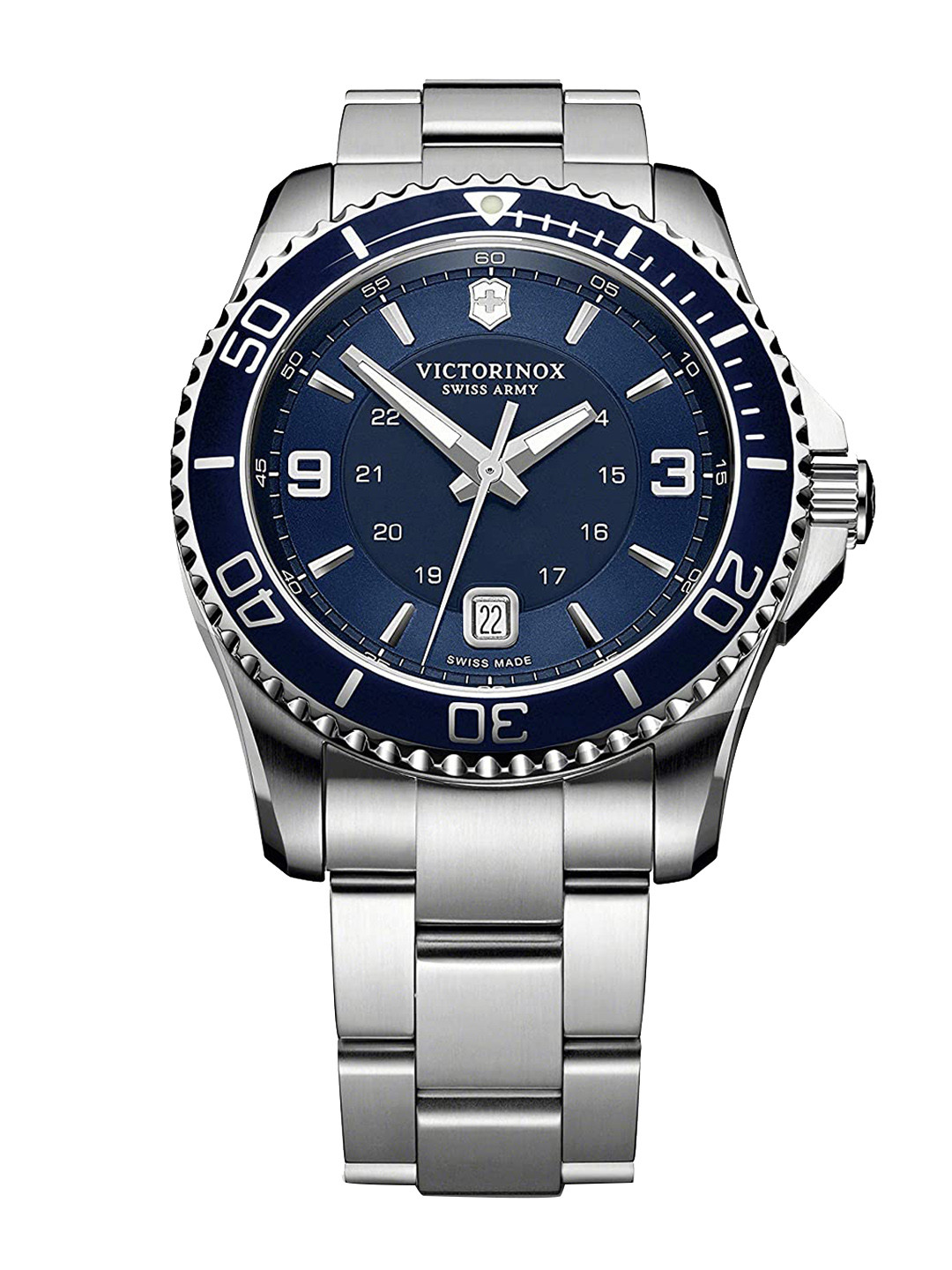 

Victorinox Men Dial & Stainless Steel Bracelet Style Straps Analogue Watch 241602, Blue