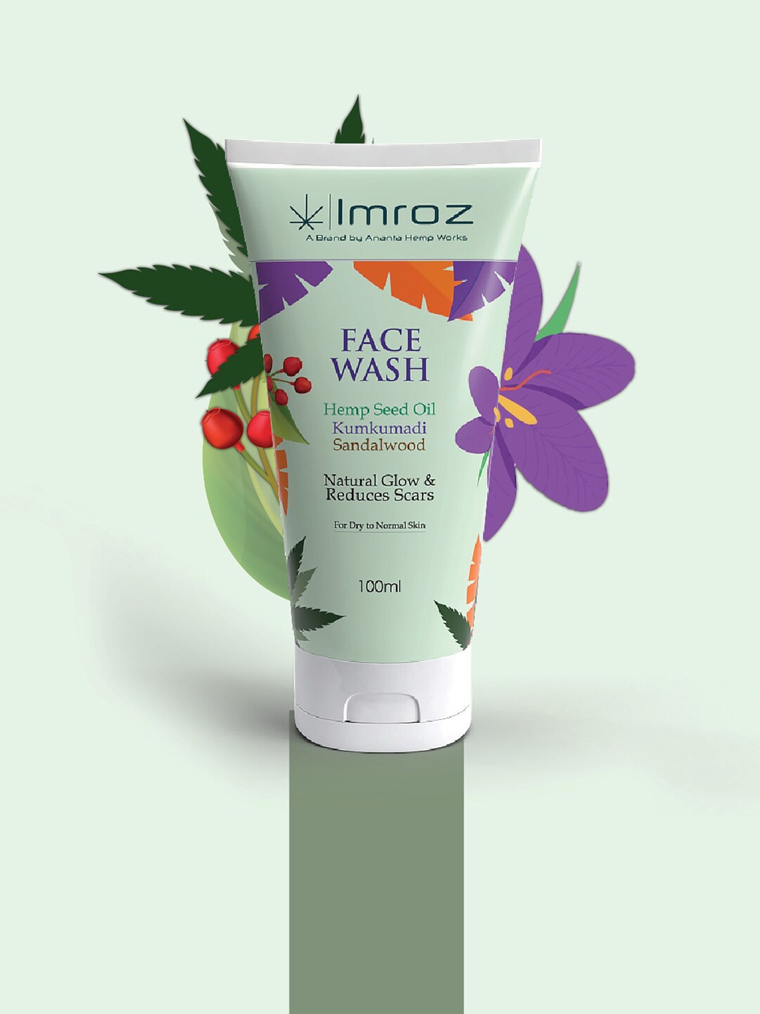 

ANANTA HEMP WORKS Imroz Face Wash with Hemp Seed Oil & Kumkumadi - 100 ml, Green