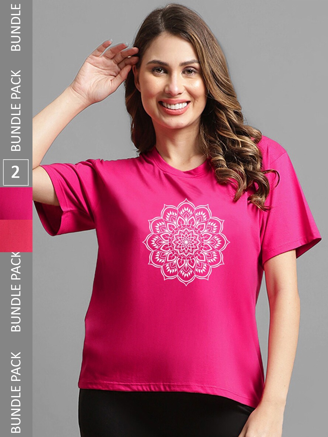 

Kanvin Red & Magenta Pack Of 2 Oversized Printed T-shirts