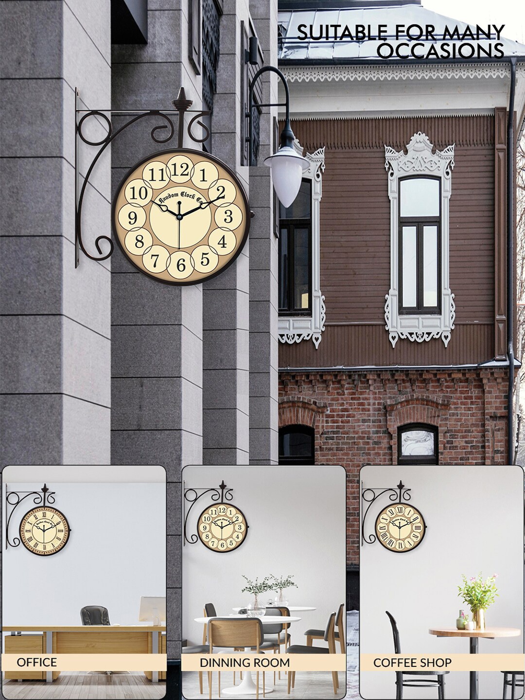 

RANDOM Black & Cream-Coloured Textured Vintage Wall Clock