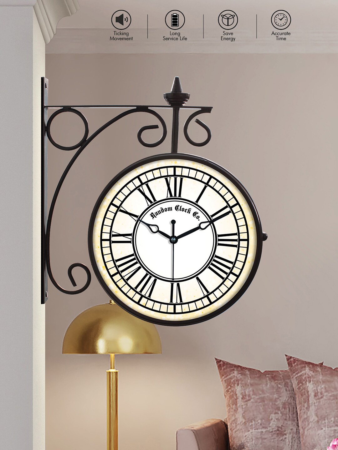 

RANDOM Textured Vintage Station Wall Clock, Black