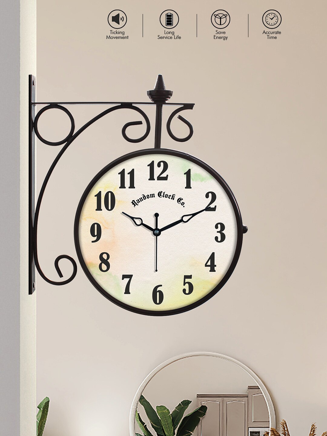 

RANDOM Textured Vintage Station Wall Clock, Black
