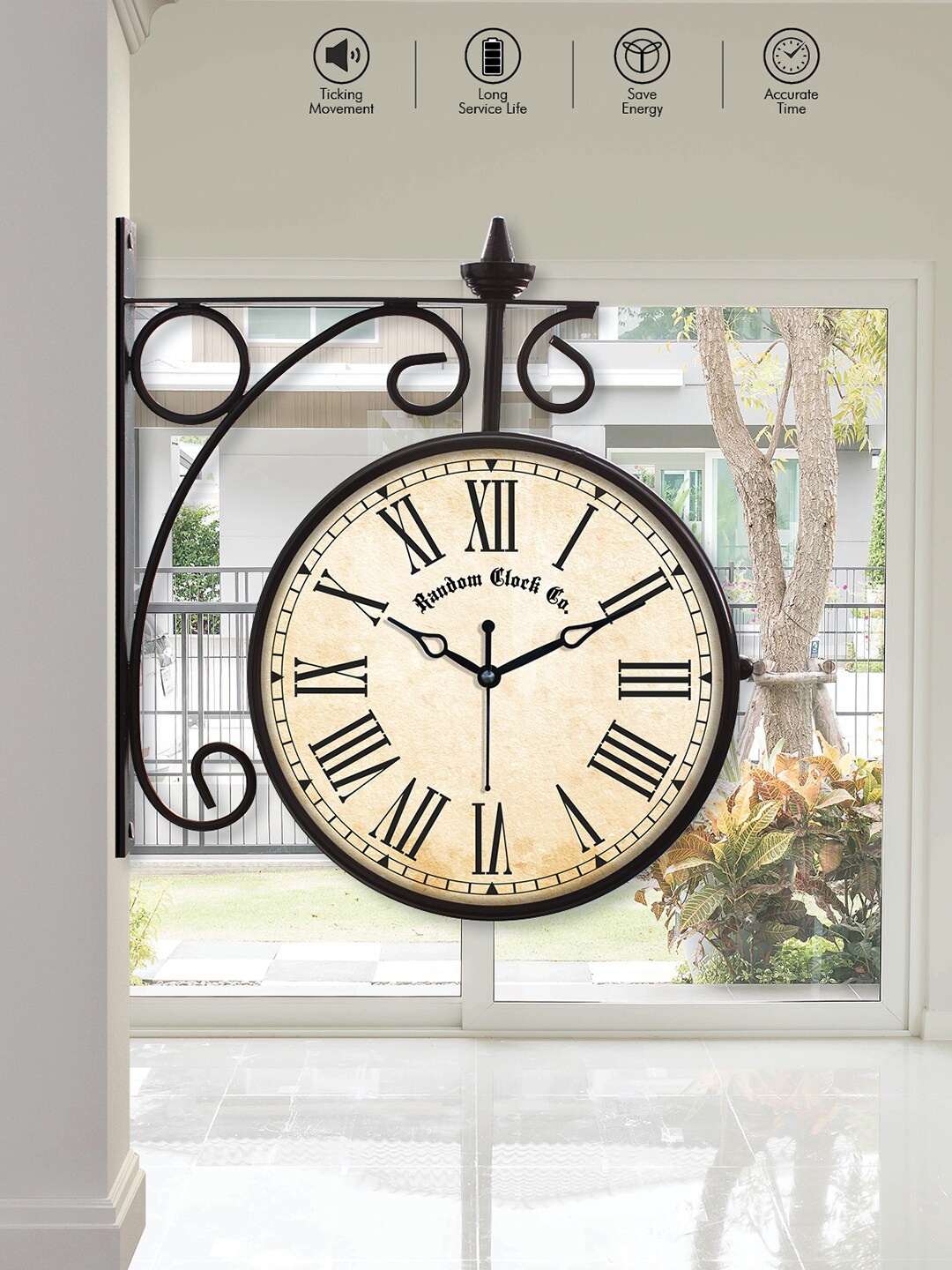 

RANDOM Black & Beige Textured Vintage Wall Clock