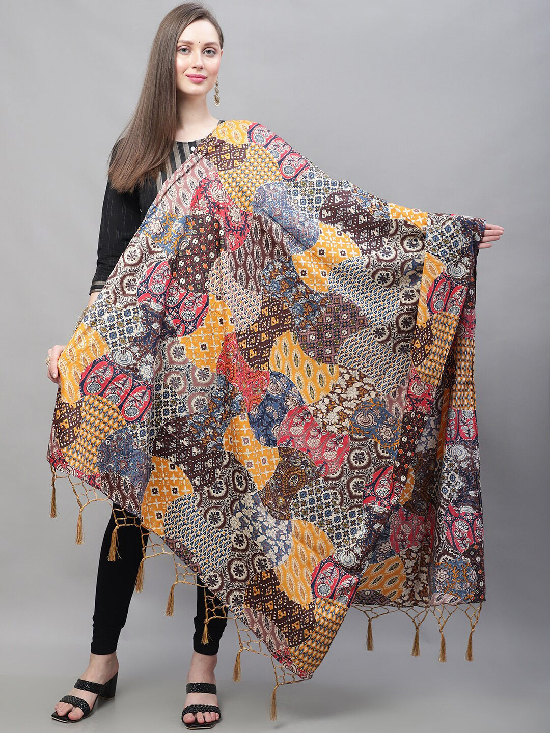 

LOOM LEGACY Ethnic Motifs Woven Design Dupatta, Yellow