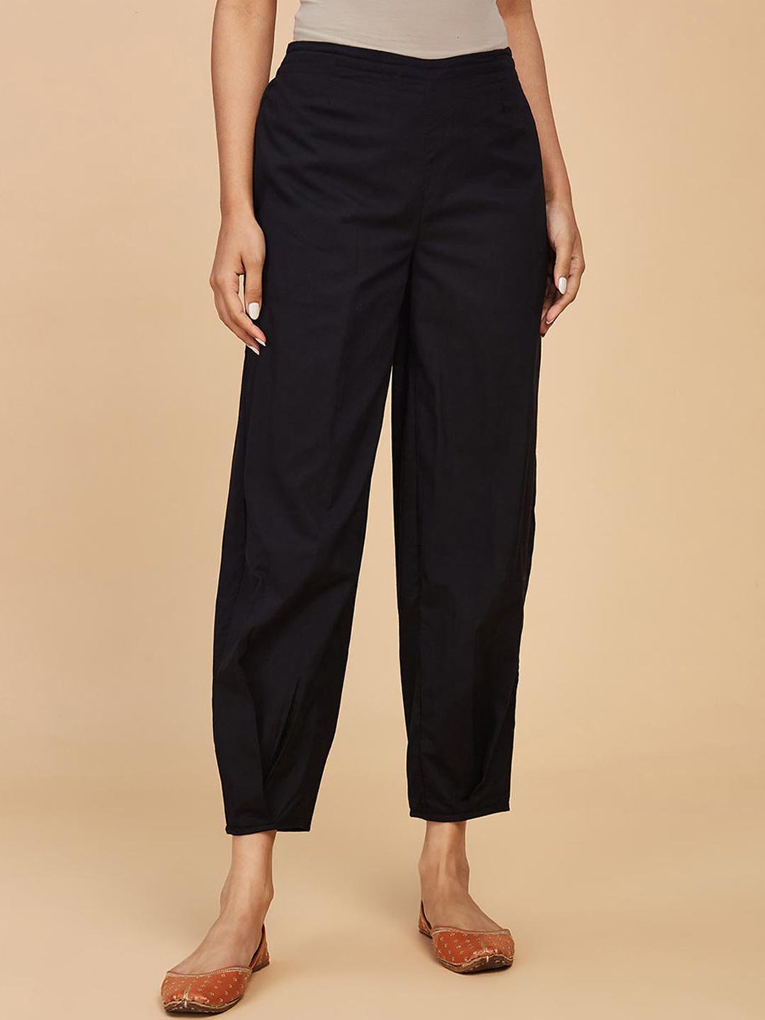 

Fabindia Women Pure Cotton Mid-Rise Straight-Fit Salwar, Black