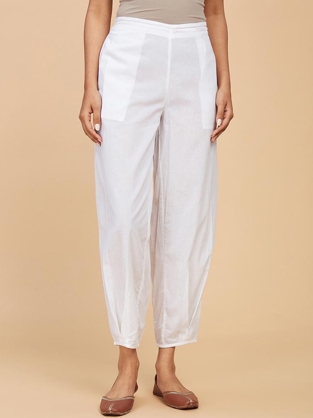 

Fabindia Women Mid-Rise Cotton Ankle Length Salwar, White